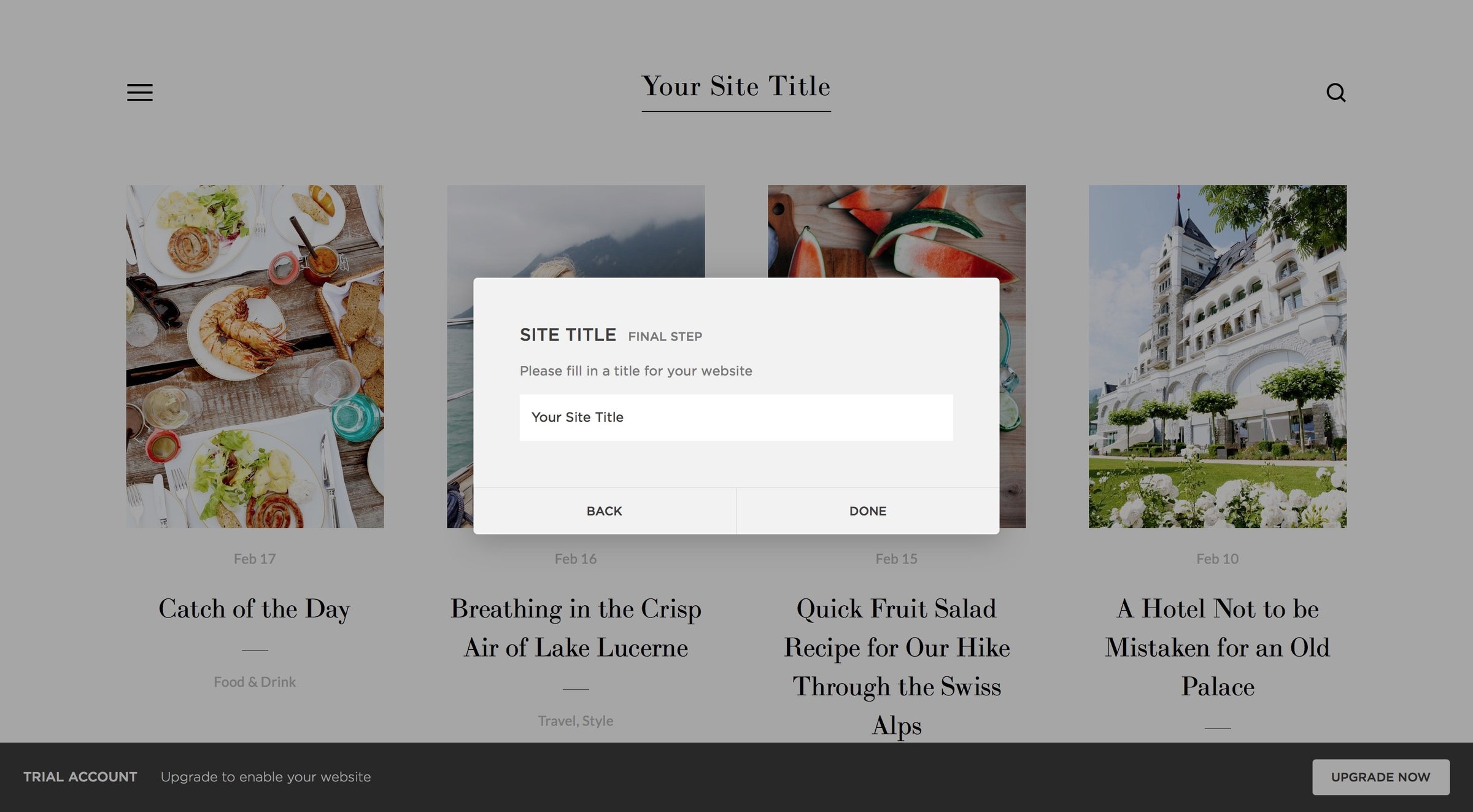 Squarespace - Onboarding screen