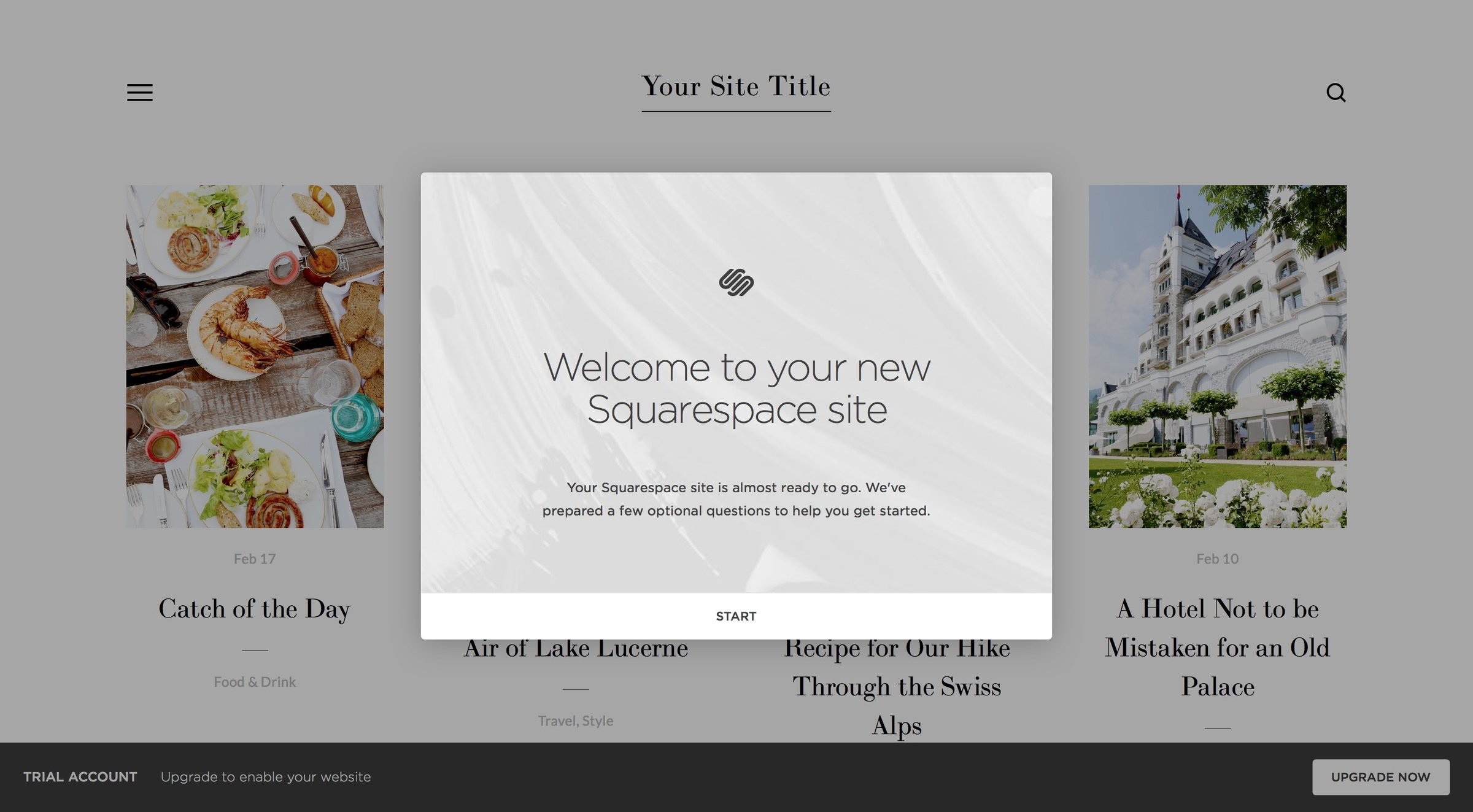 Squarespace - Onboarding screen