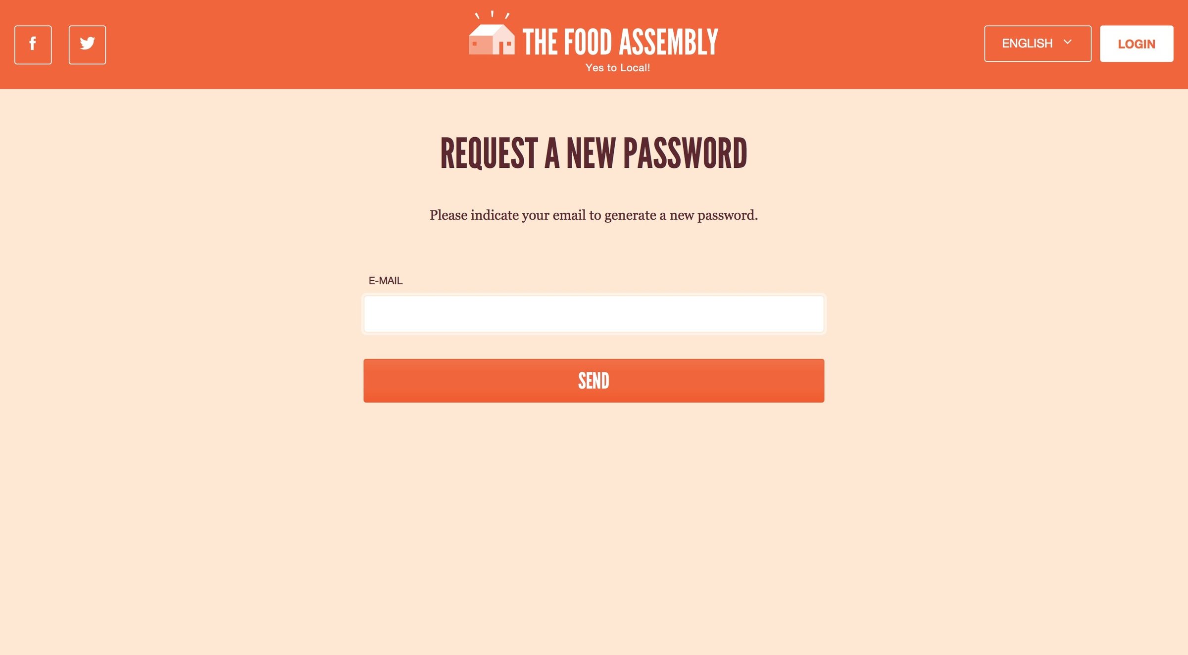 The food assembly - Password reset screen