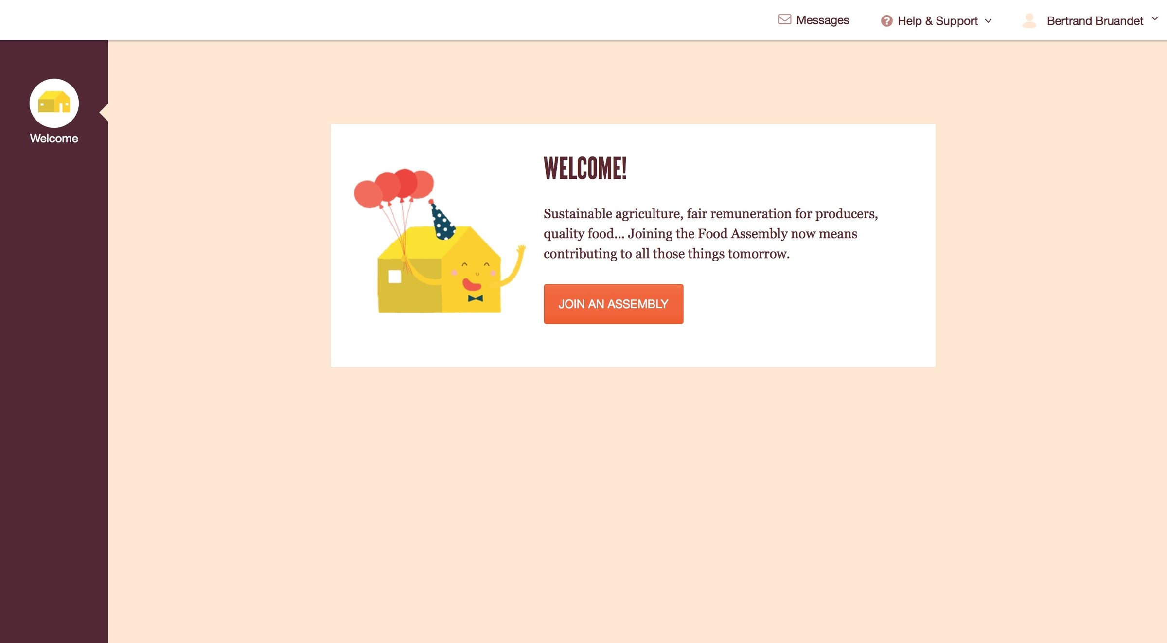 The food assembly - Welcome screen
