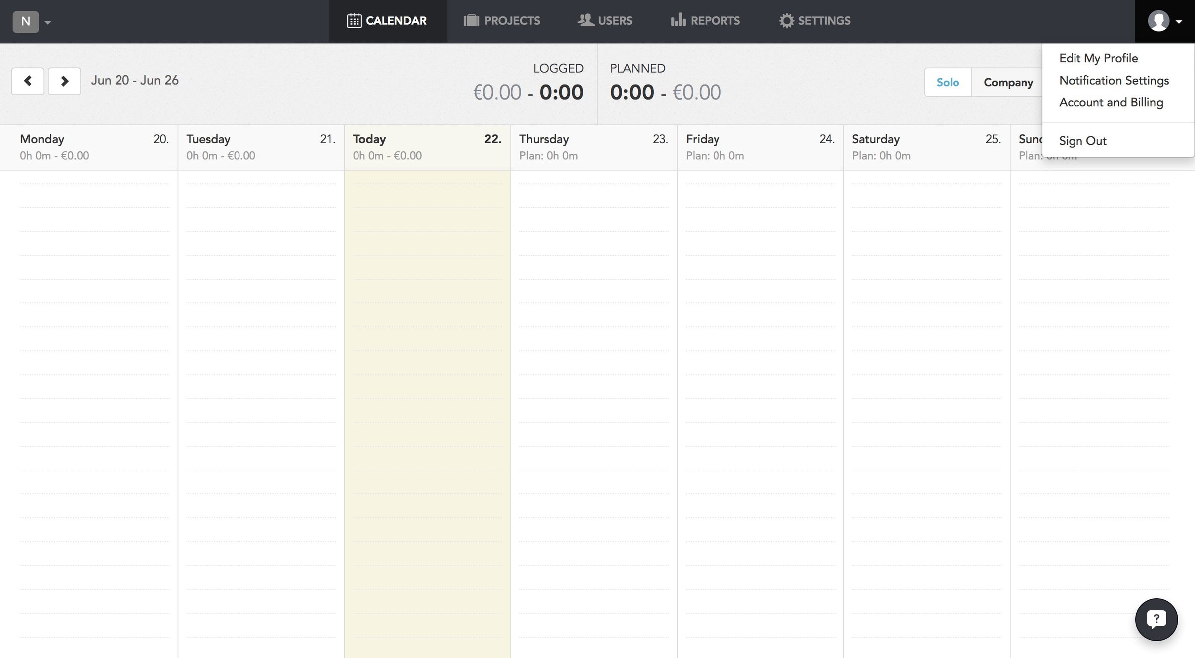 Timely - Dropdown screen