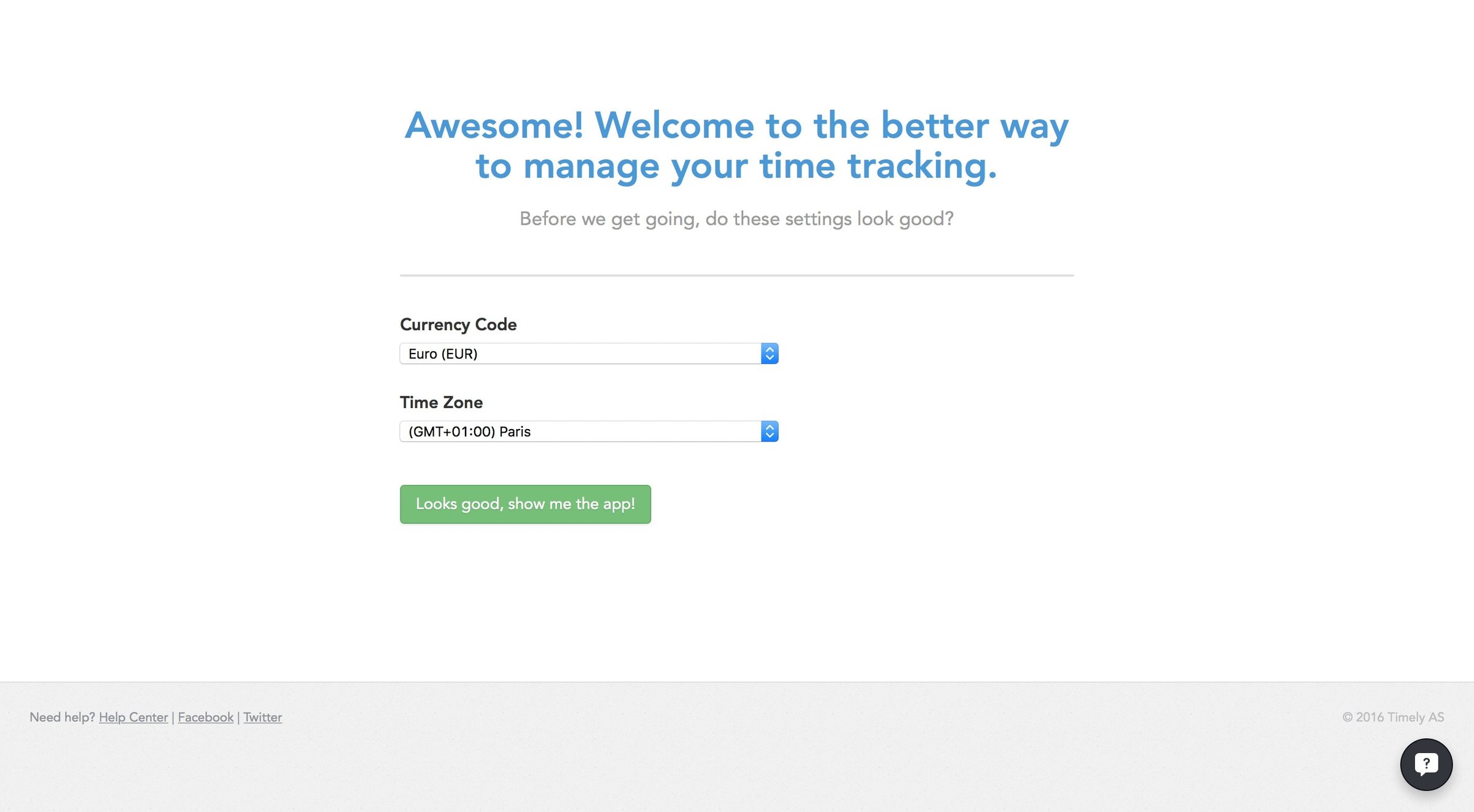 Timely - Settings screen