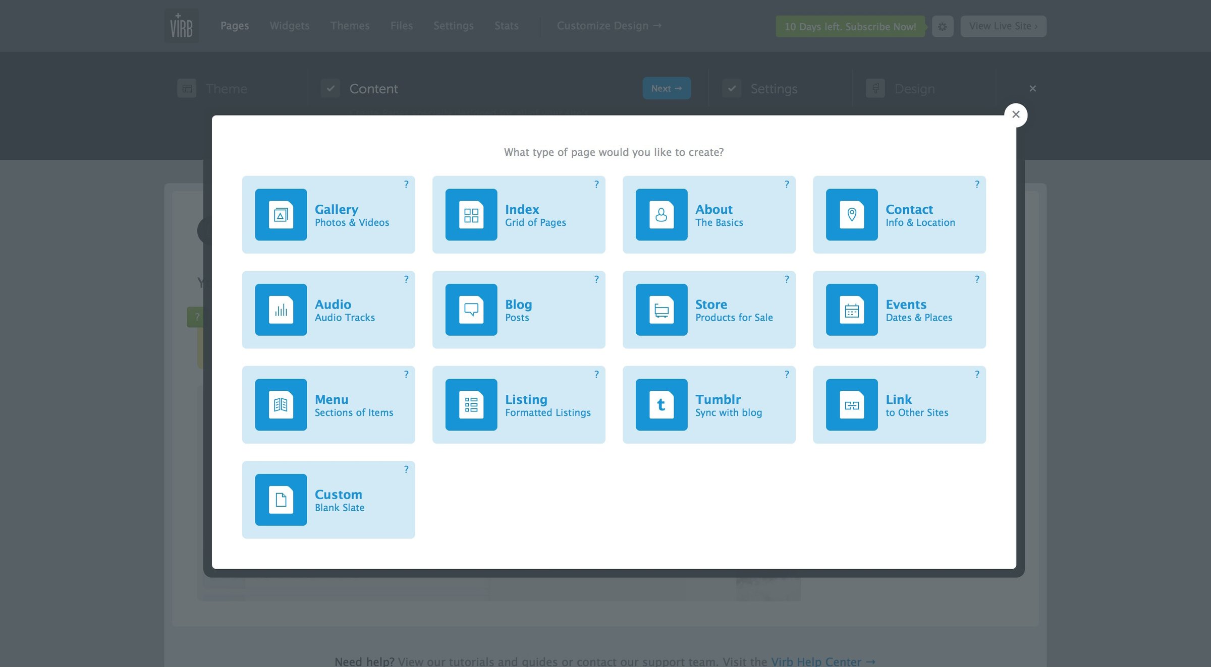 Virb - List screen