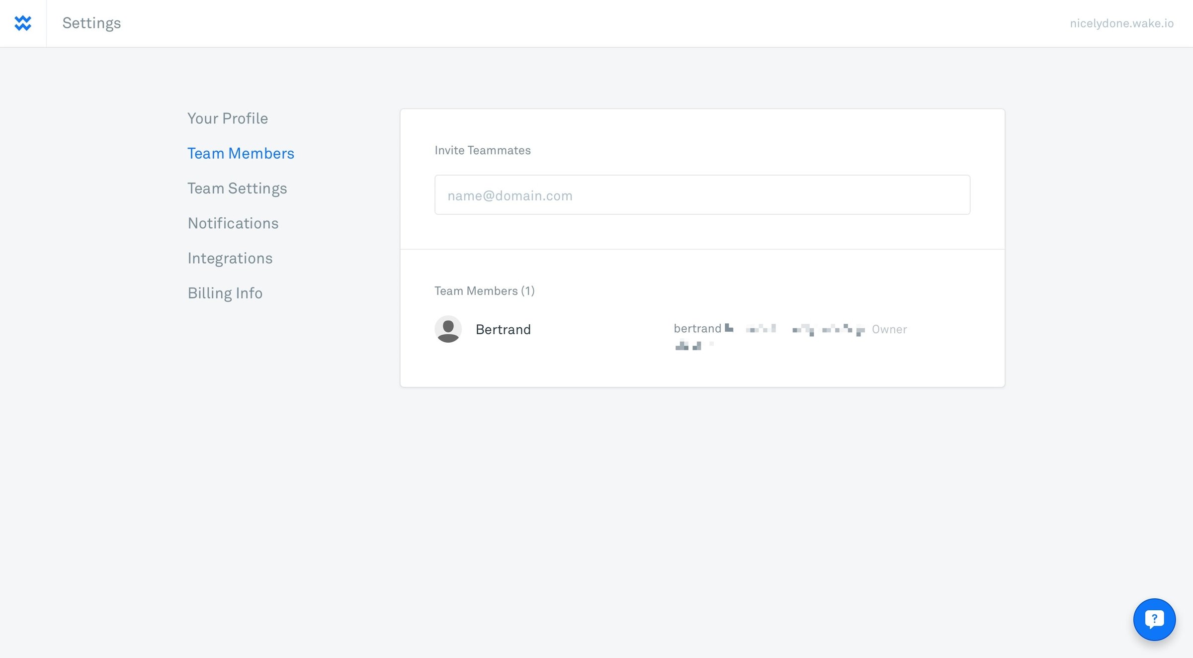 Wake - Settings screen