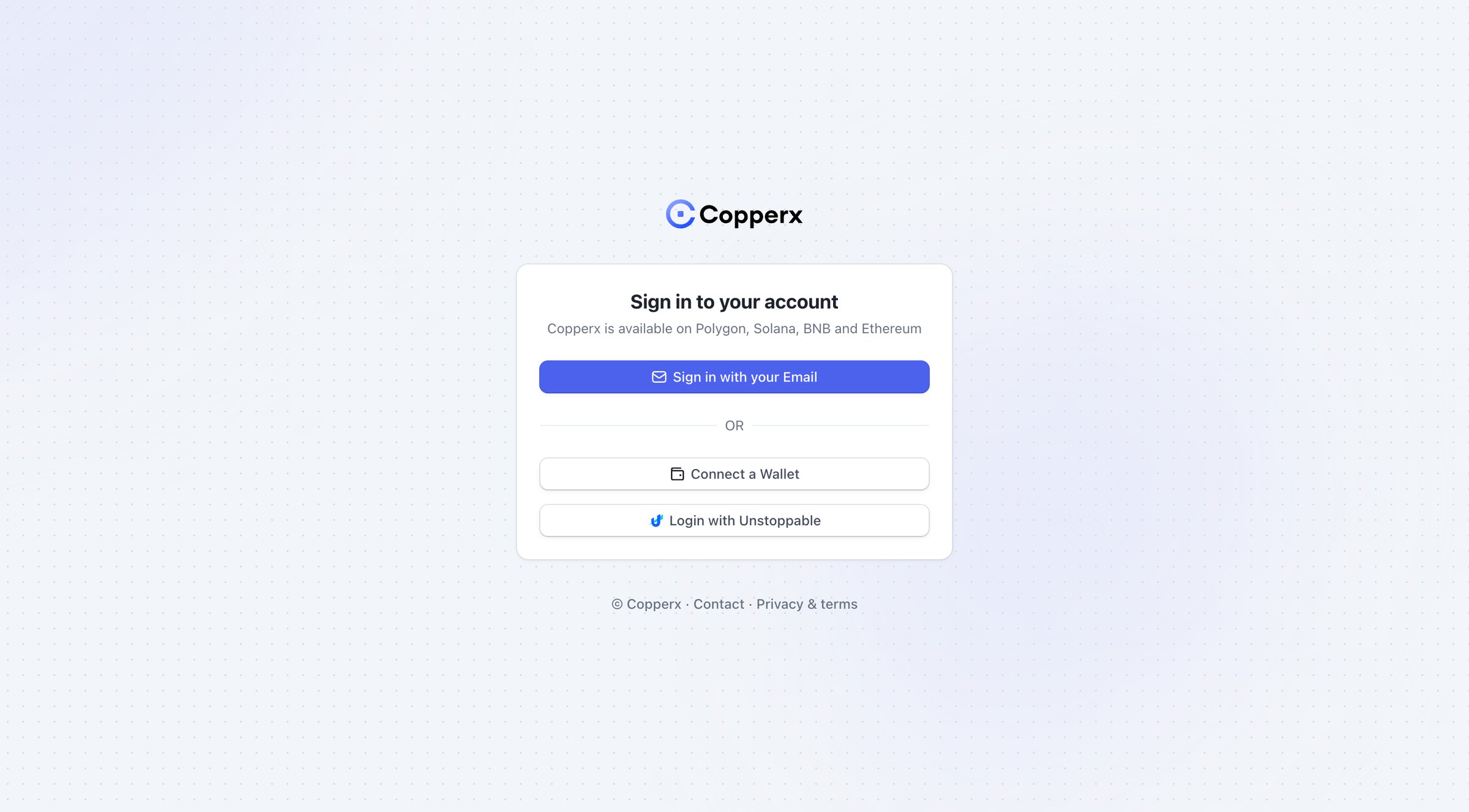 Copperx screen