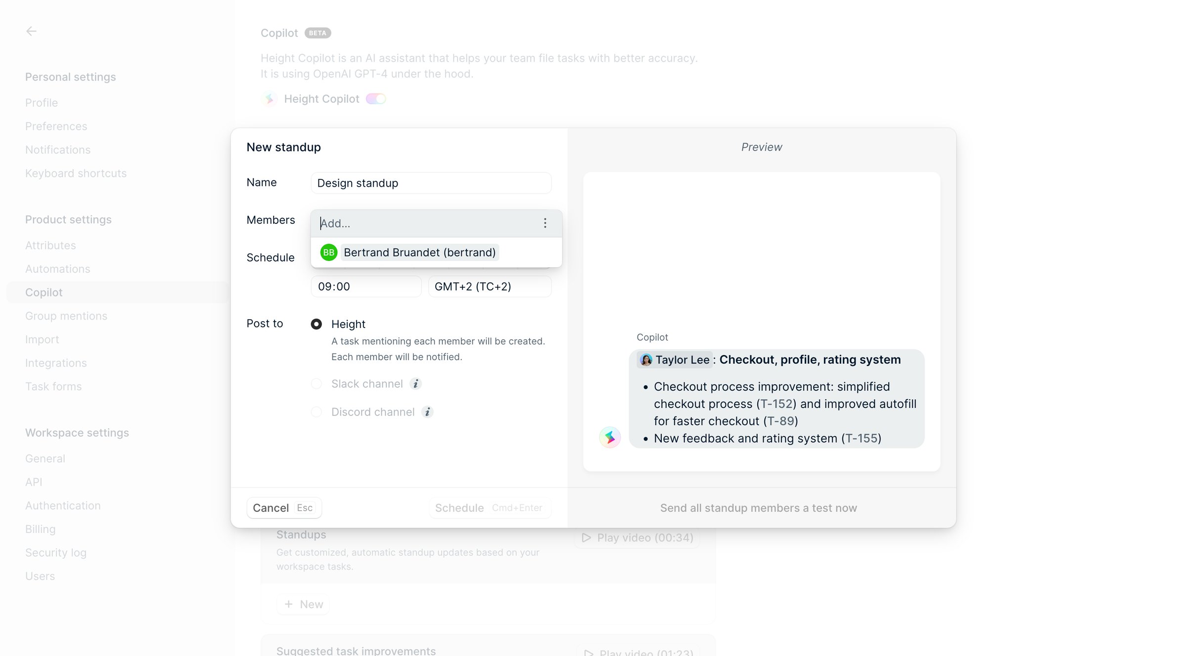 Height - Copilot - Settings - Height screen