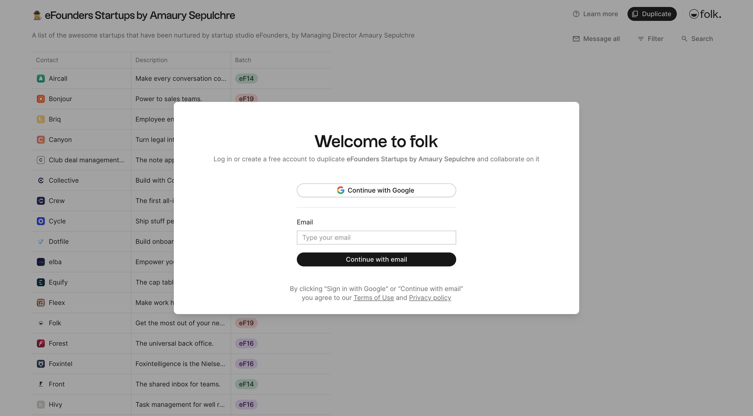 Folk - folk - eFounders Startups by Amaury Sepulchre screen