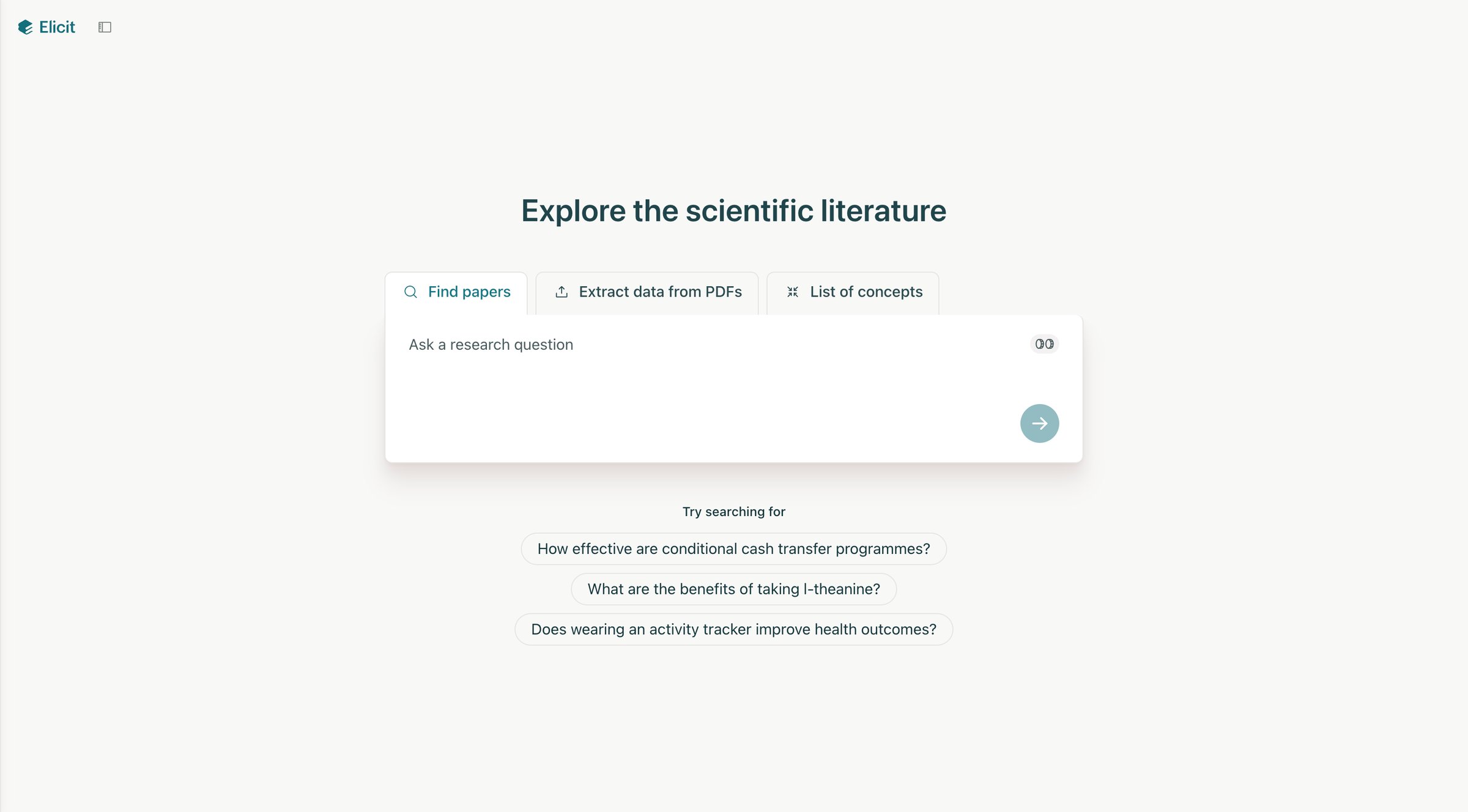 Elicit - Elicit Find scientific research papers screen