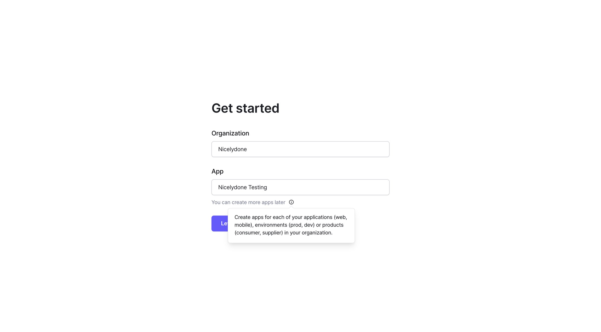 Bucket - Get Started screen
