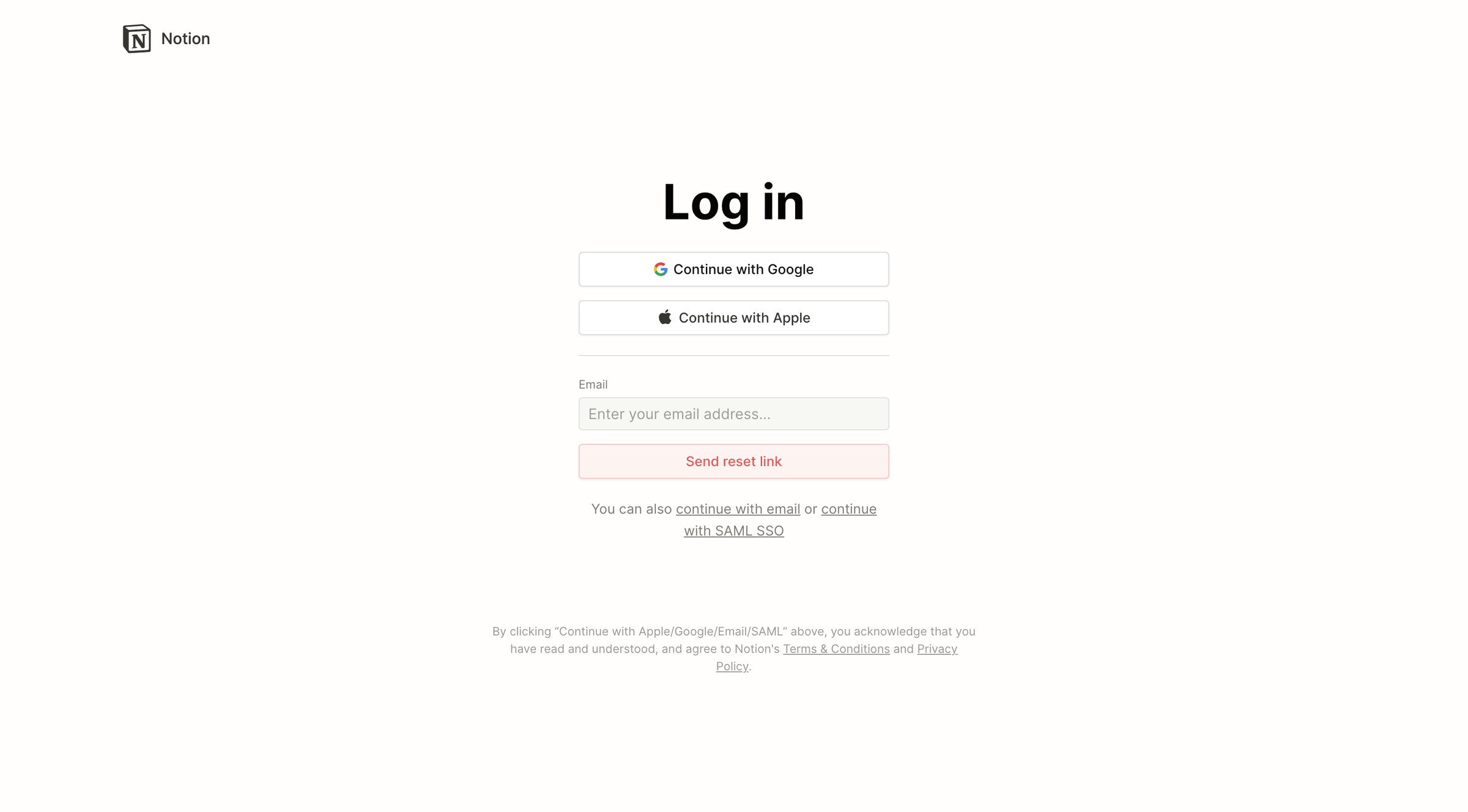 Notion - Notion - Log in screen