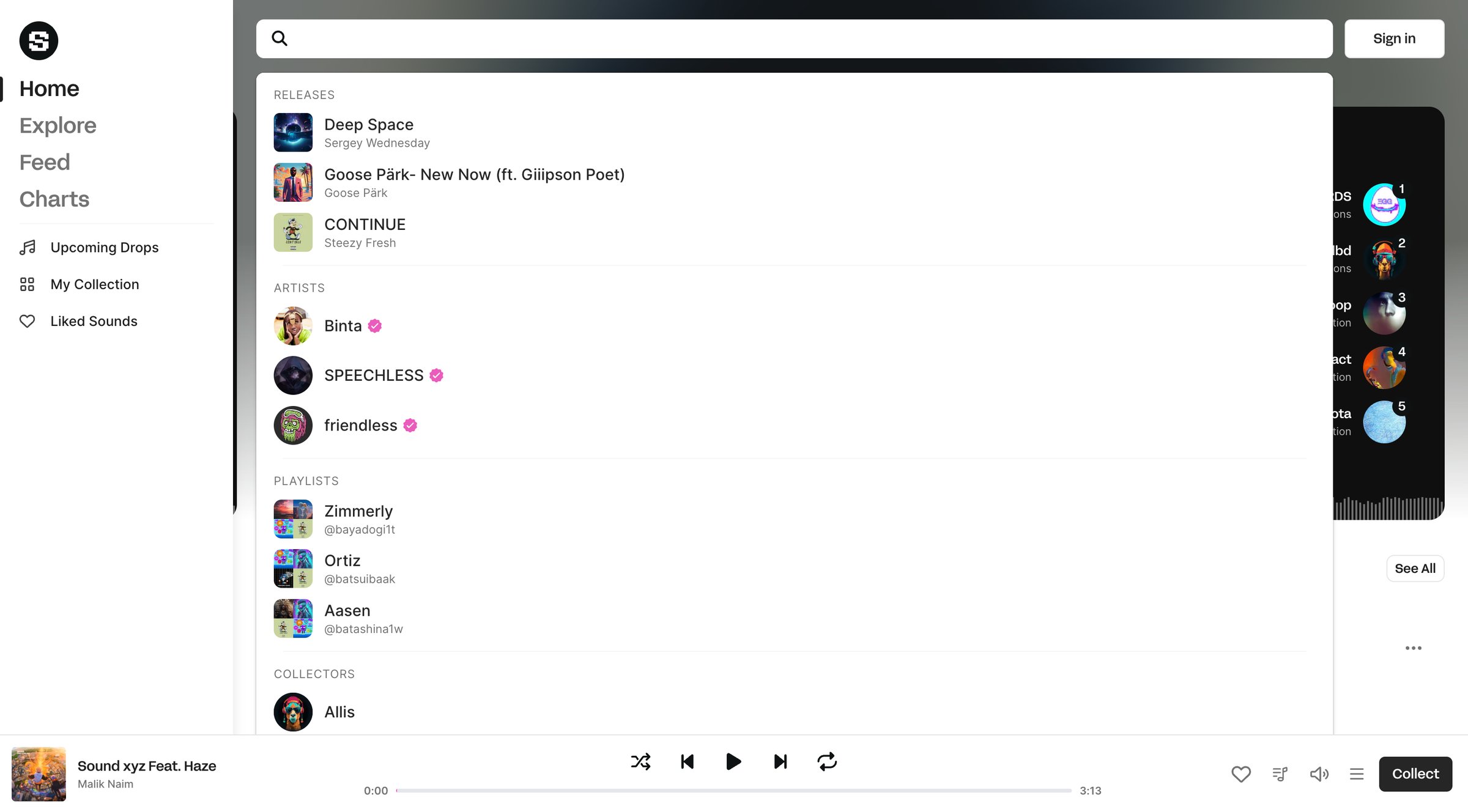 Sound.xyz screen