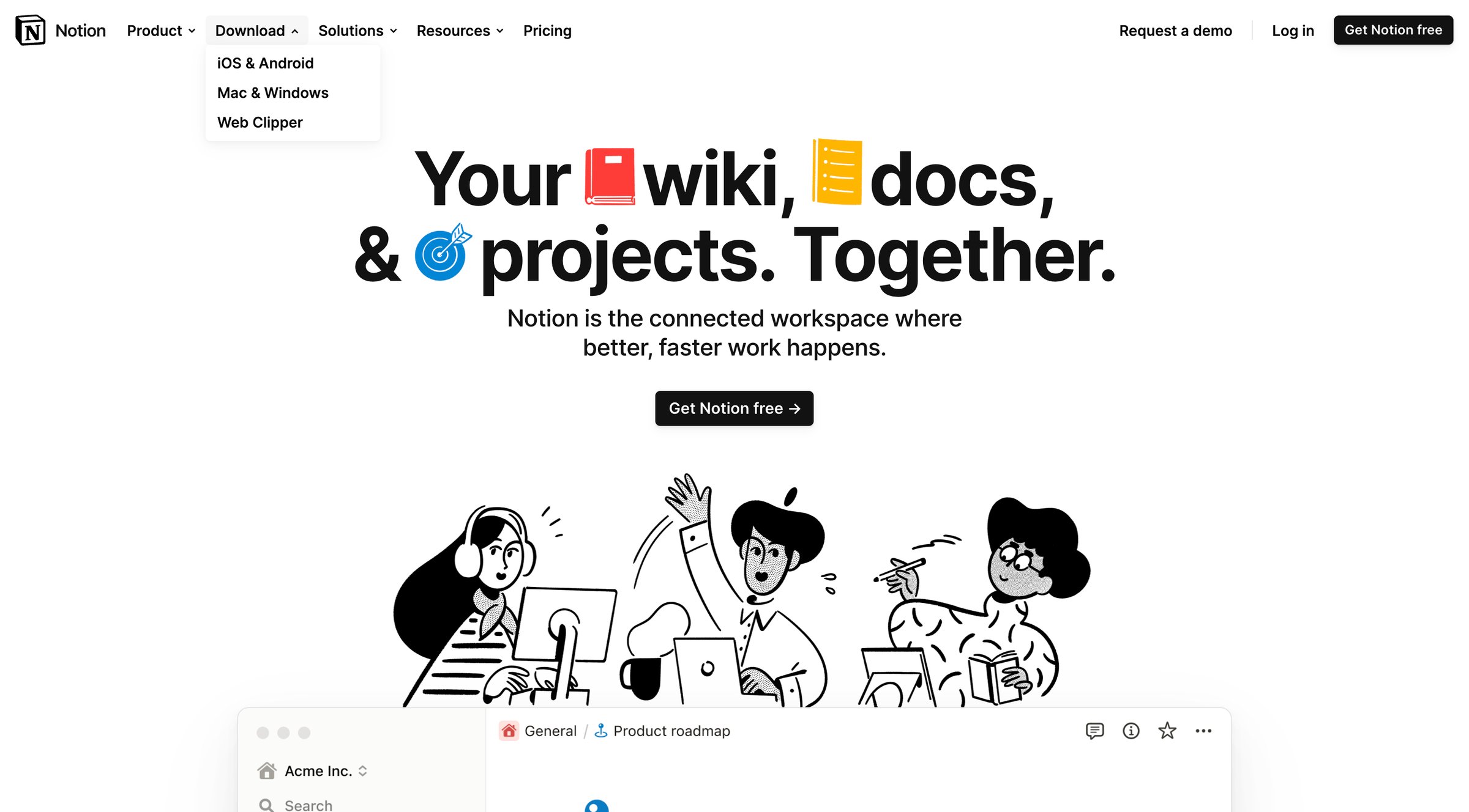 Notion - Notion – Your wiki, docs | projects. Together. screen