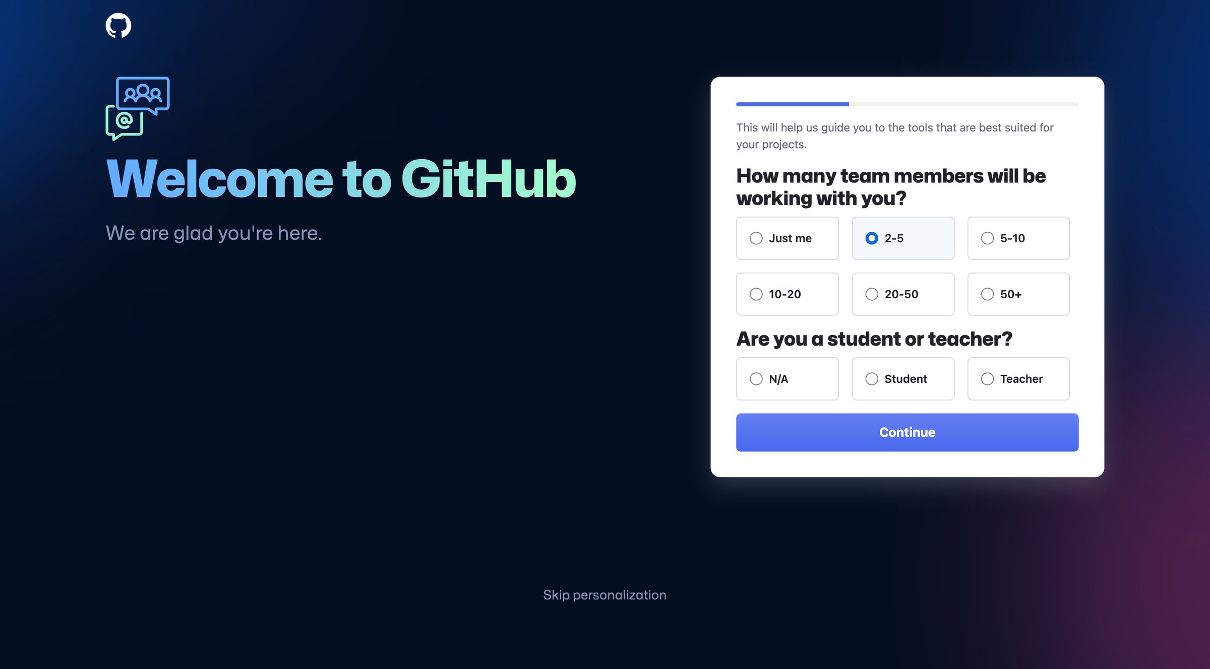 How many team members will be working with you from Github