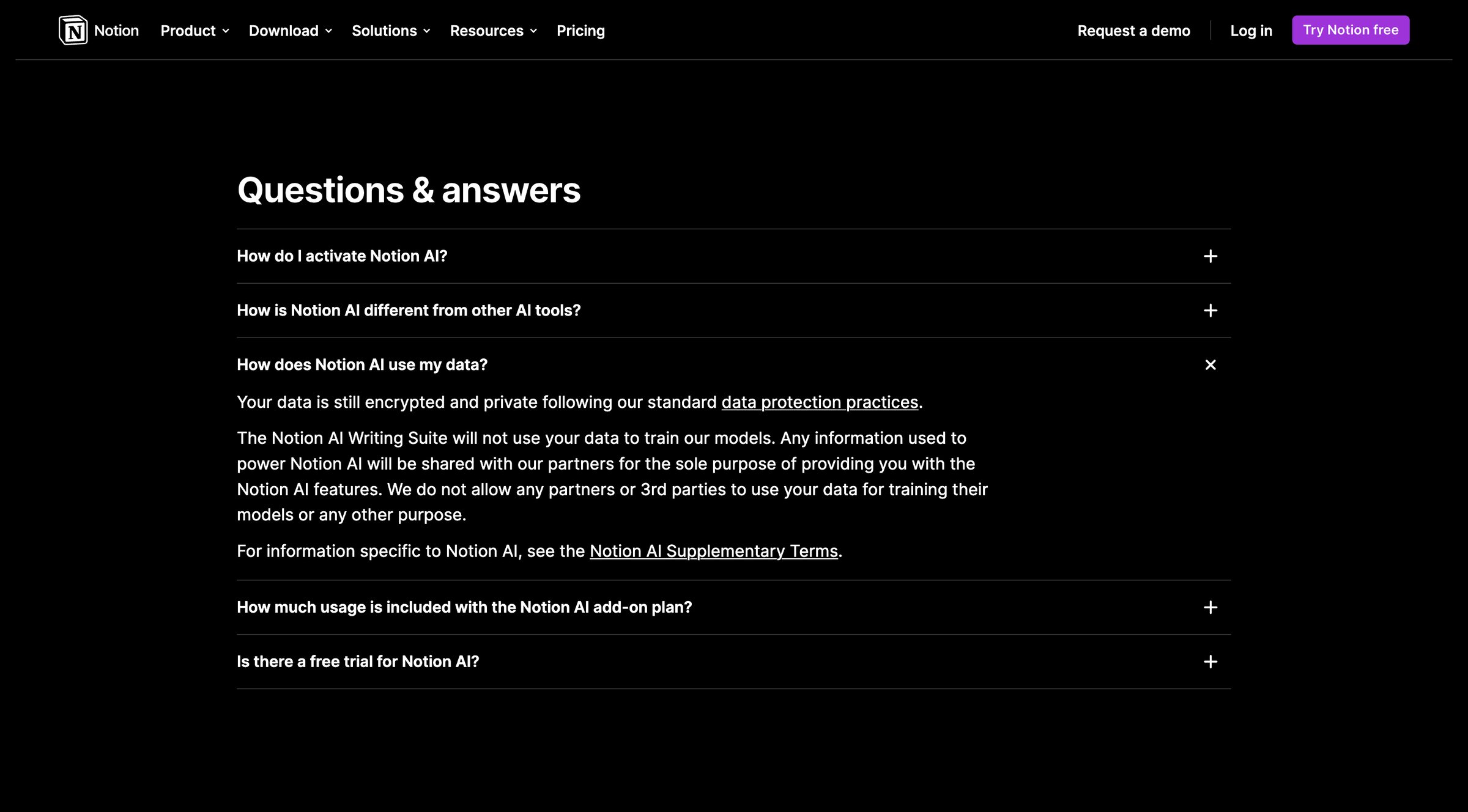 Notion - Notion AI screen