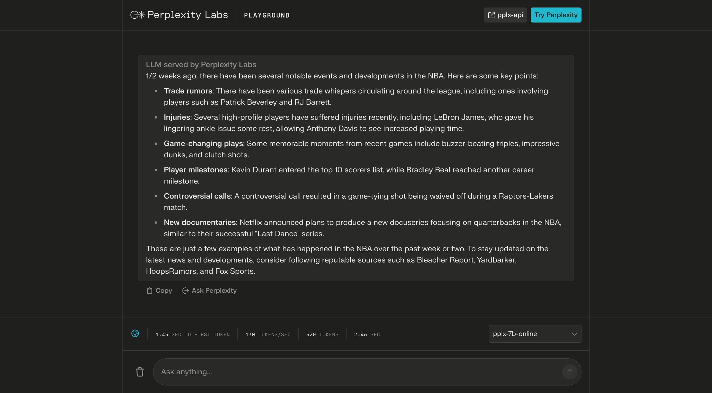 Perplexity - Perplexity Labs screen