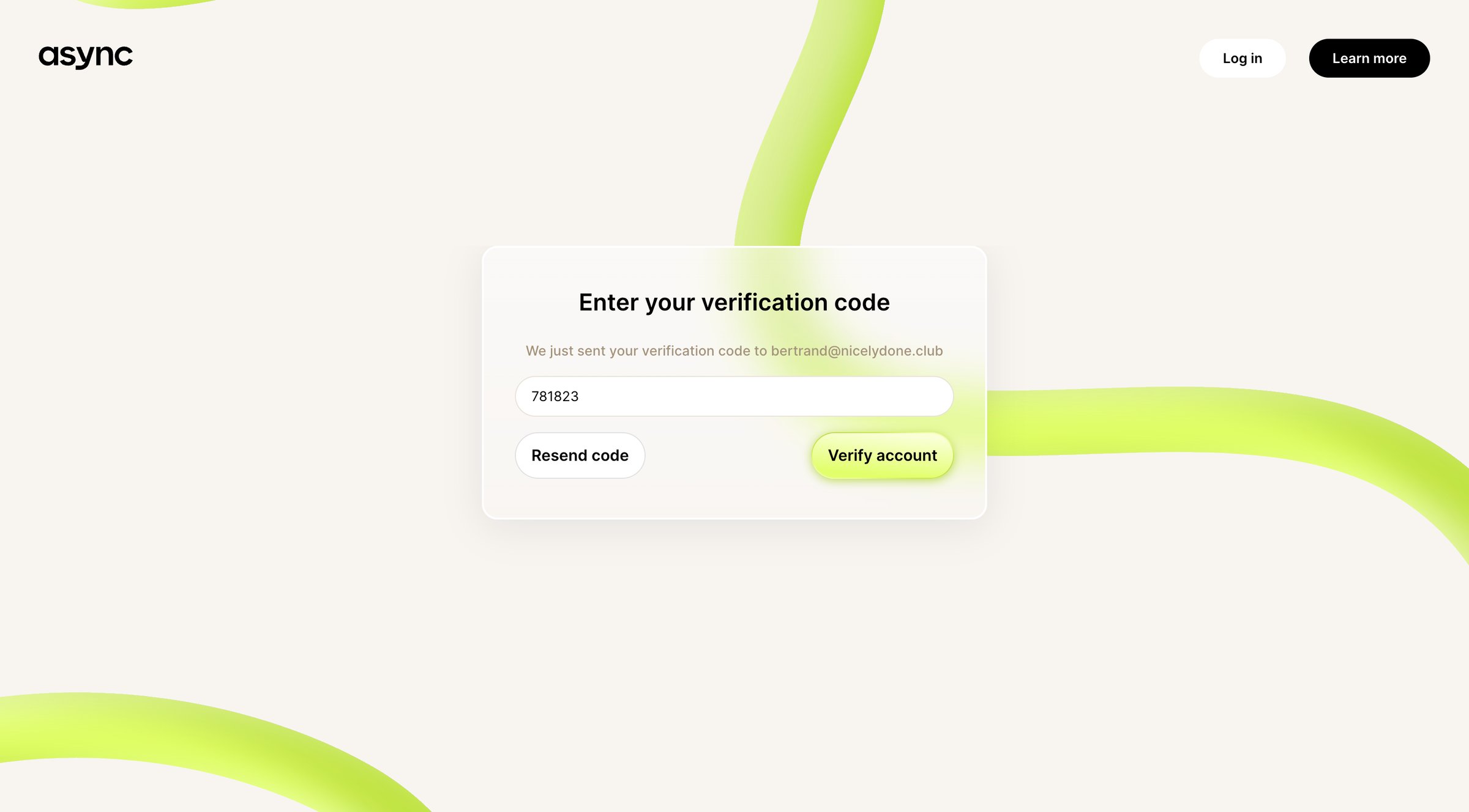 Async - Async | Sign up for free screen
