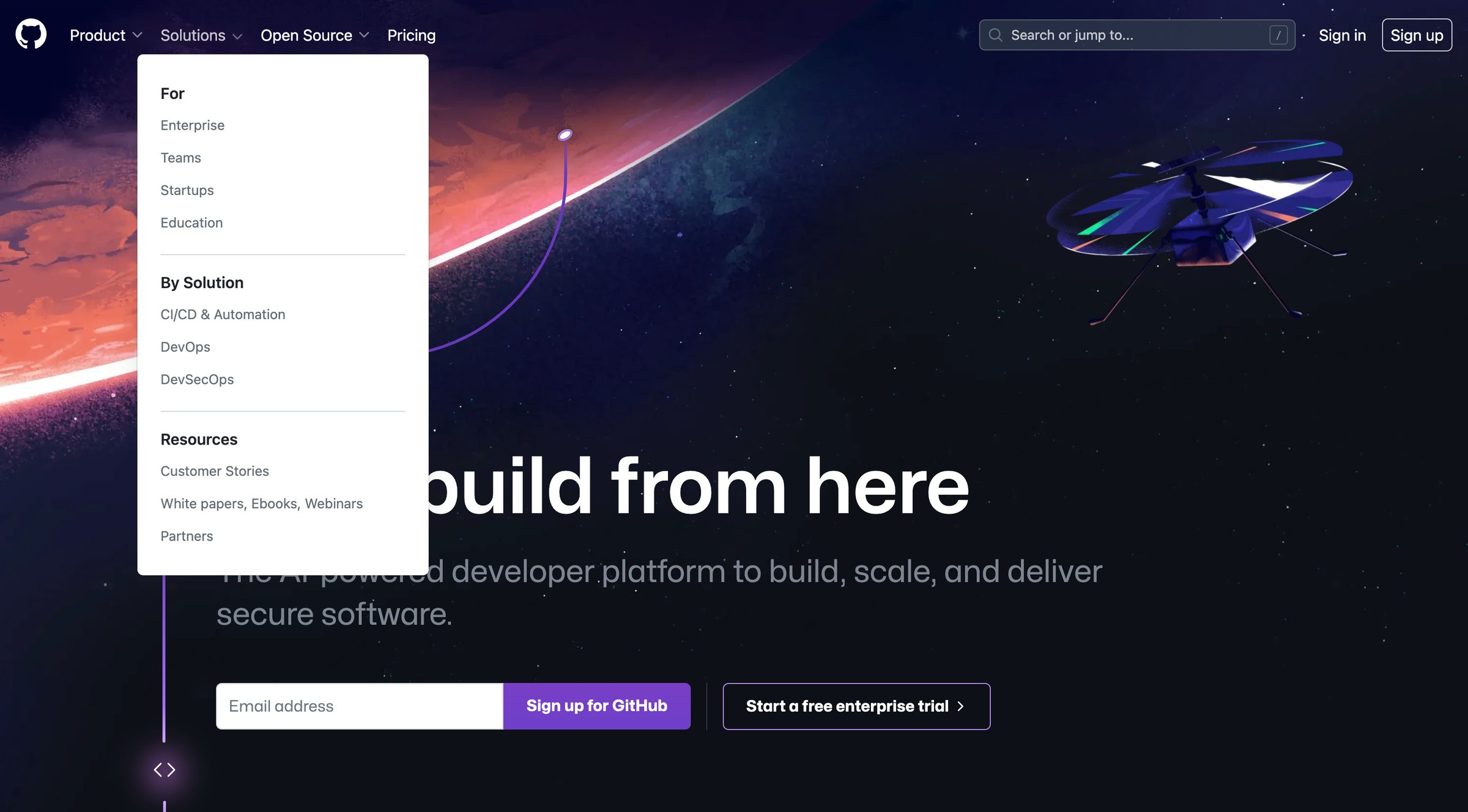 Github - GitHub Let’s build from here · GitHub screen