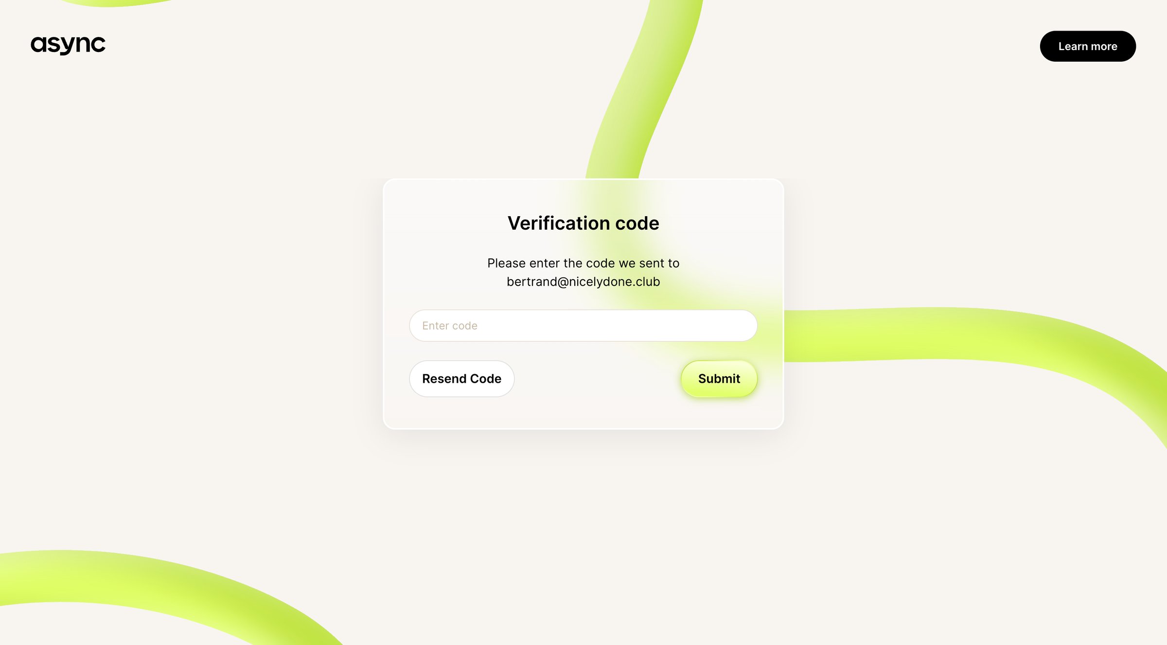 Async - Async | Reset Password screen