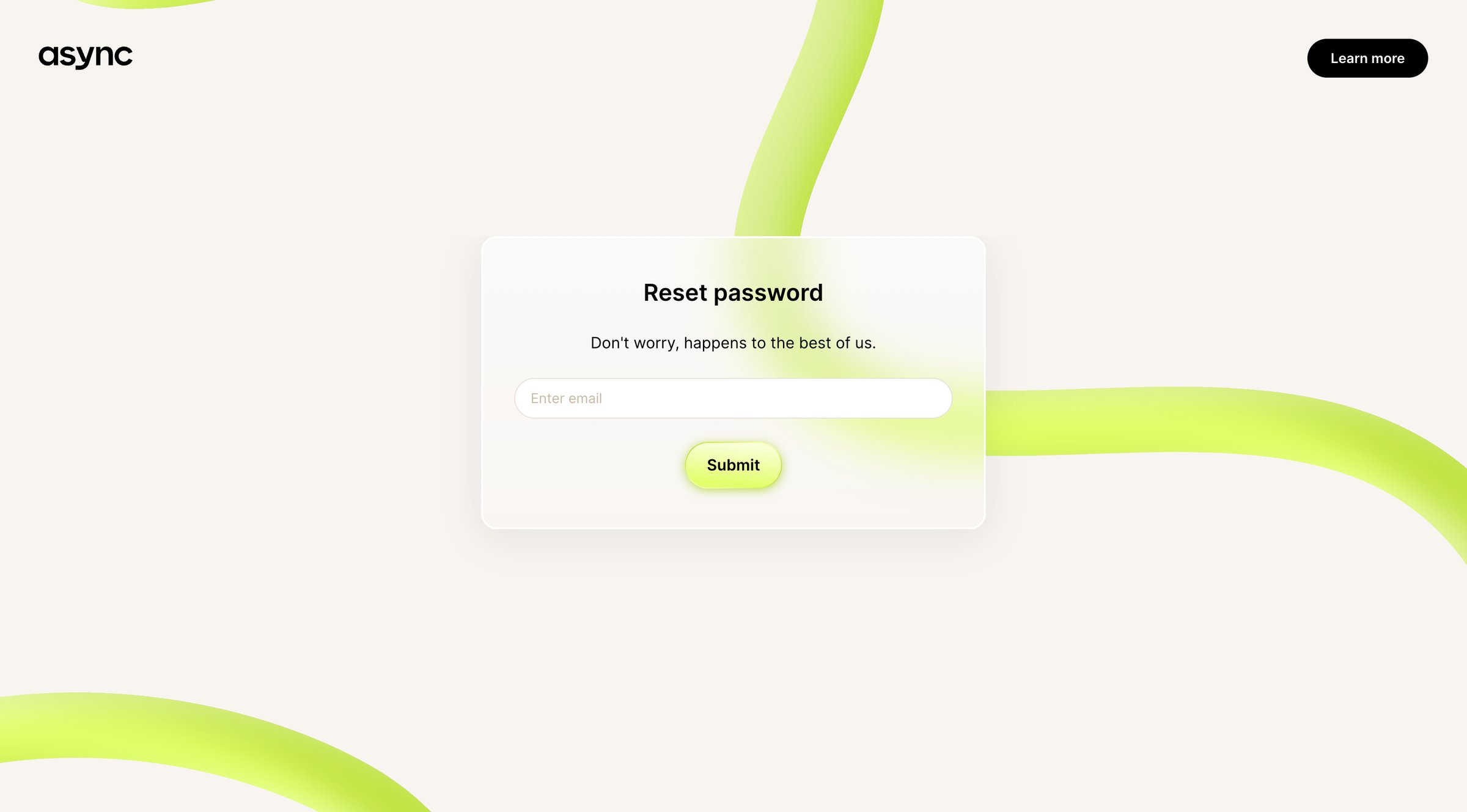 Async - Async | Reset Password screen