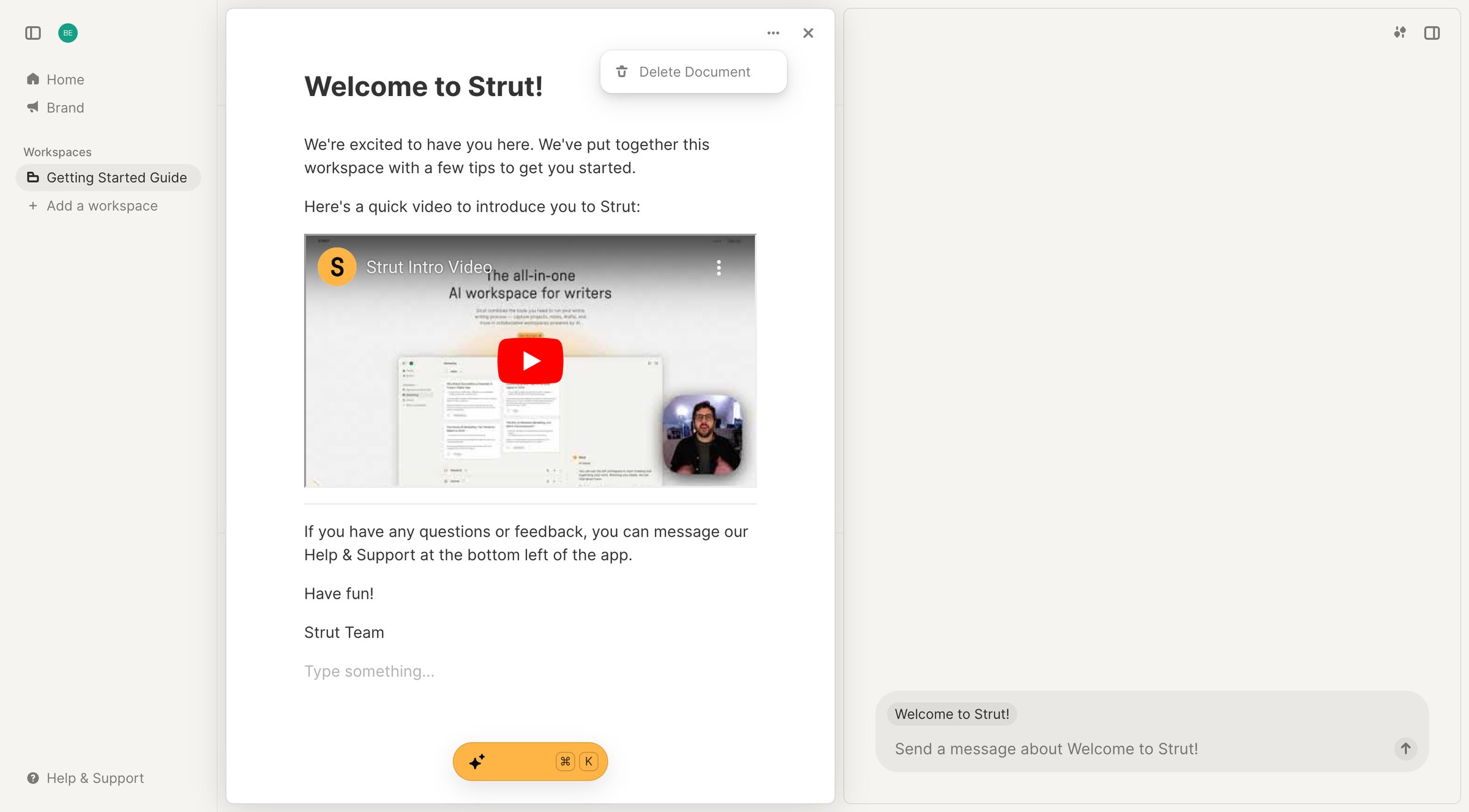 Strut - Strut - Getting Started Guide screen