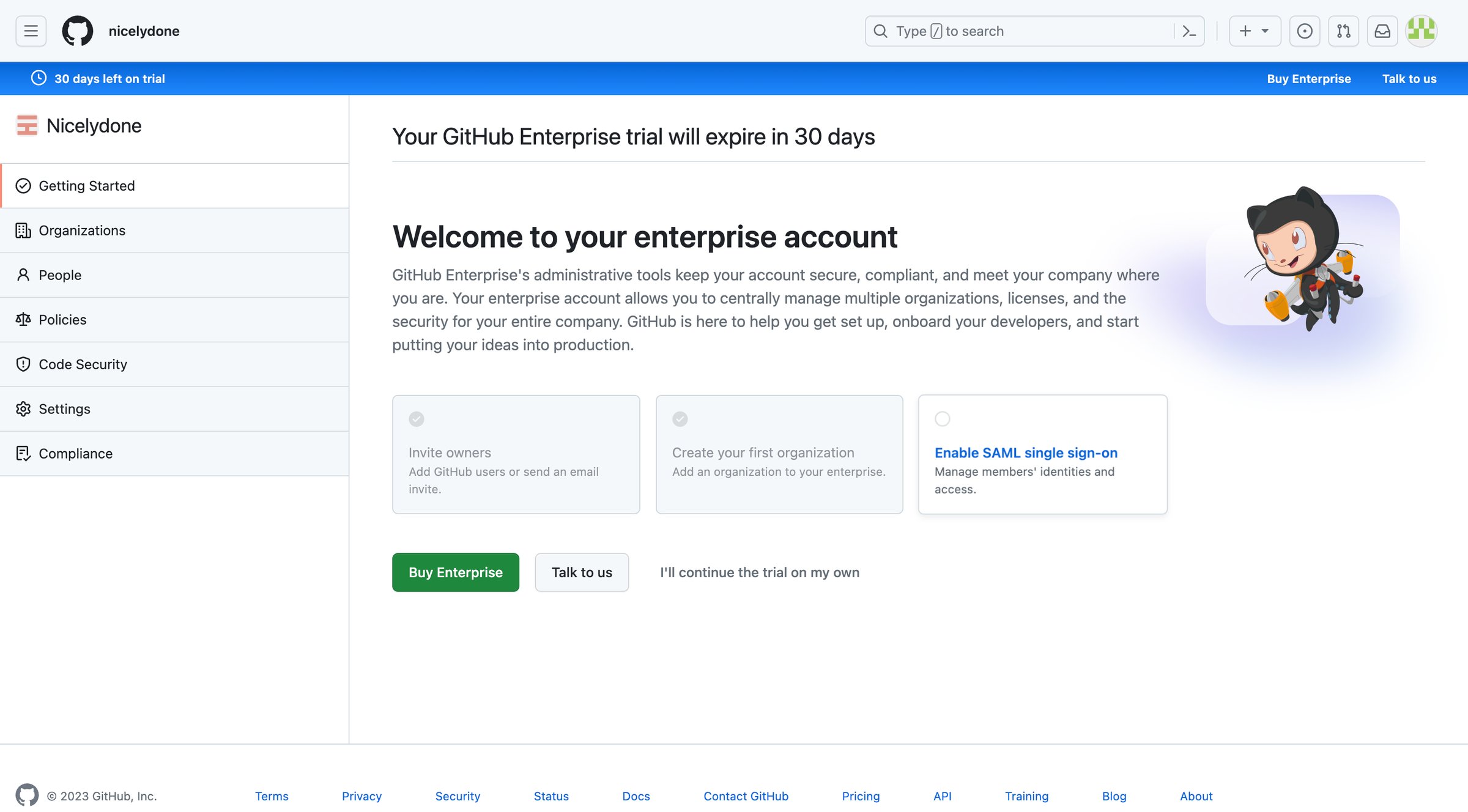 Github - Getting Started · Nicelydone screen