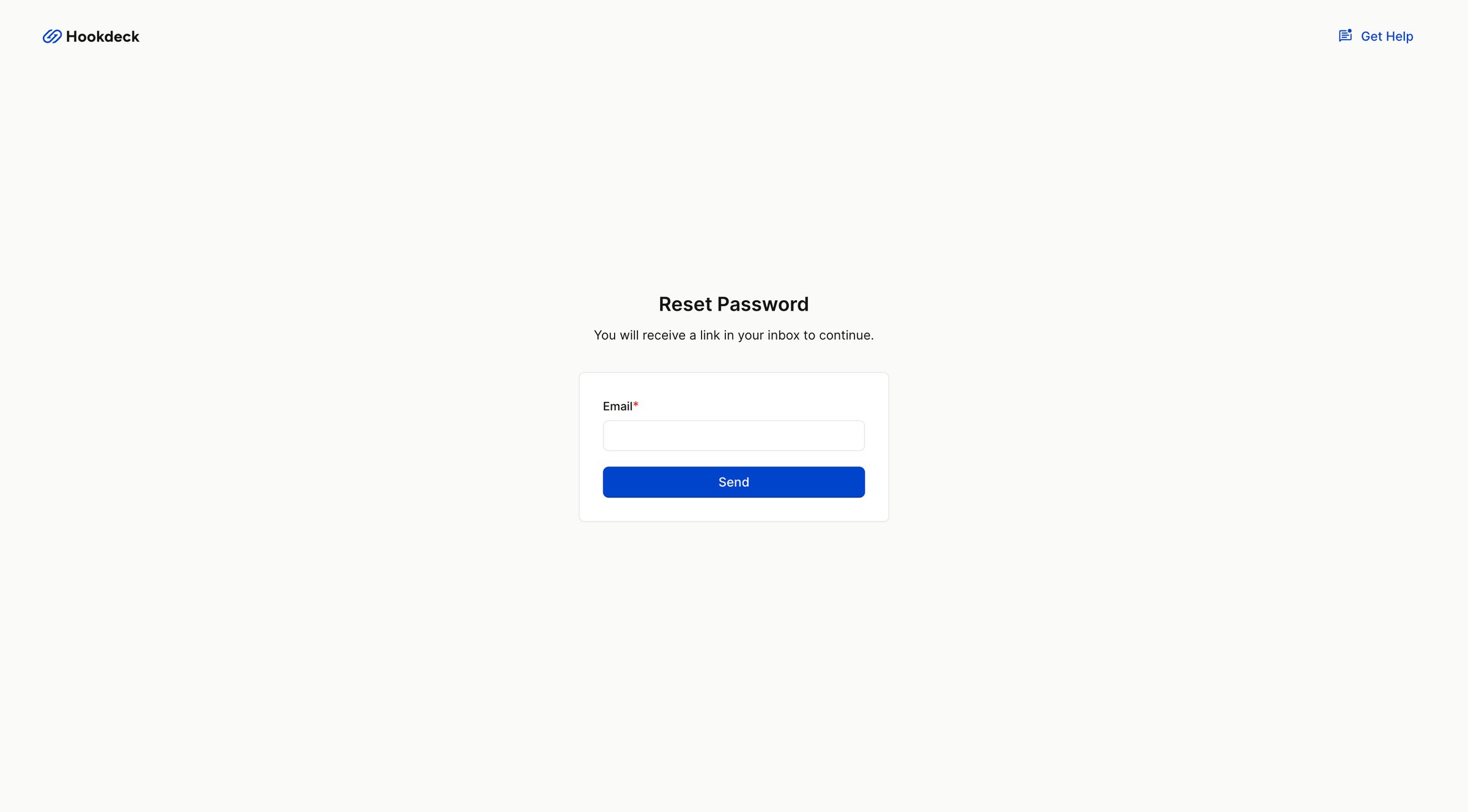 Hookdeck - Reset password request - Hookdeck screen