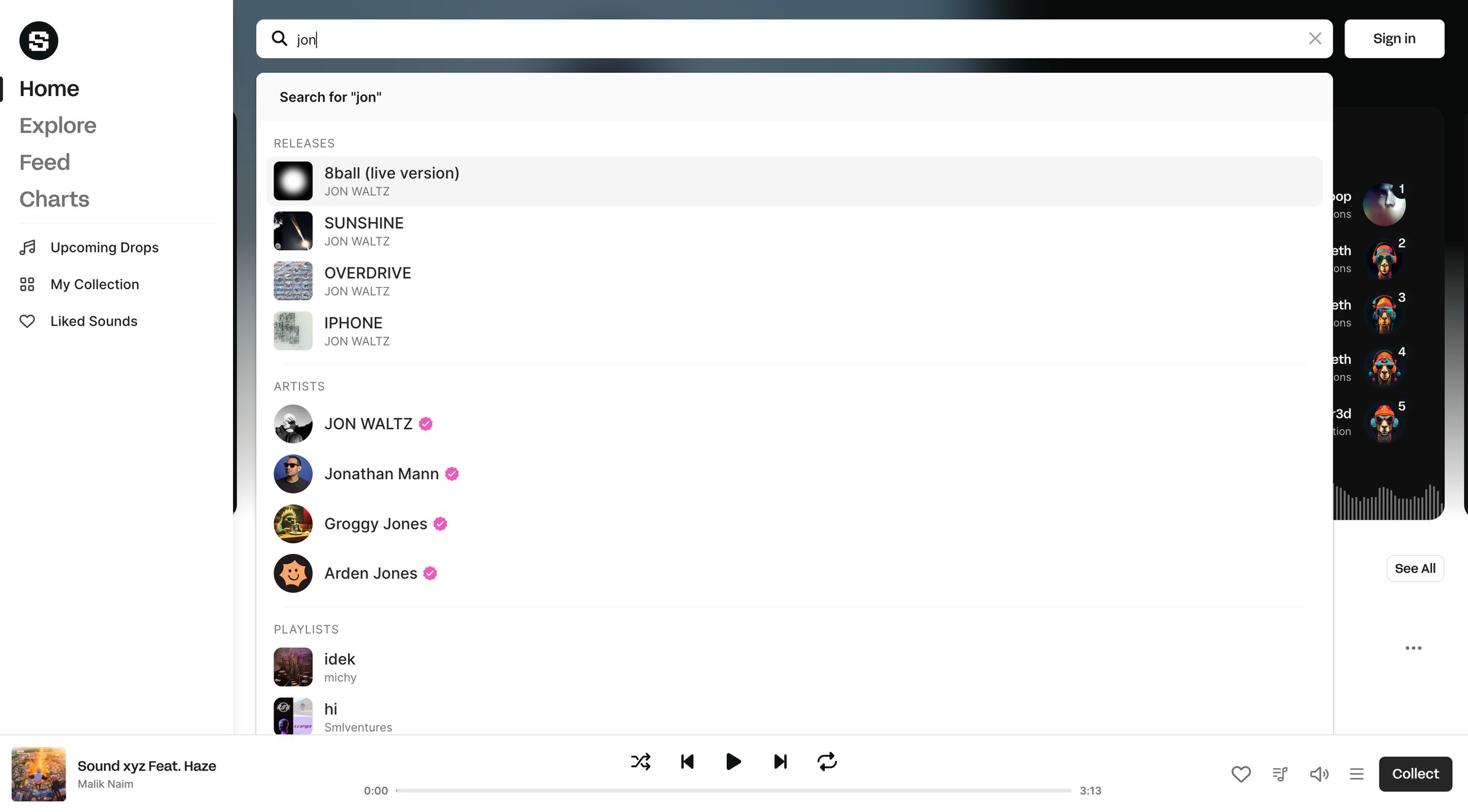 Sound.xyz screen