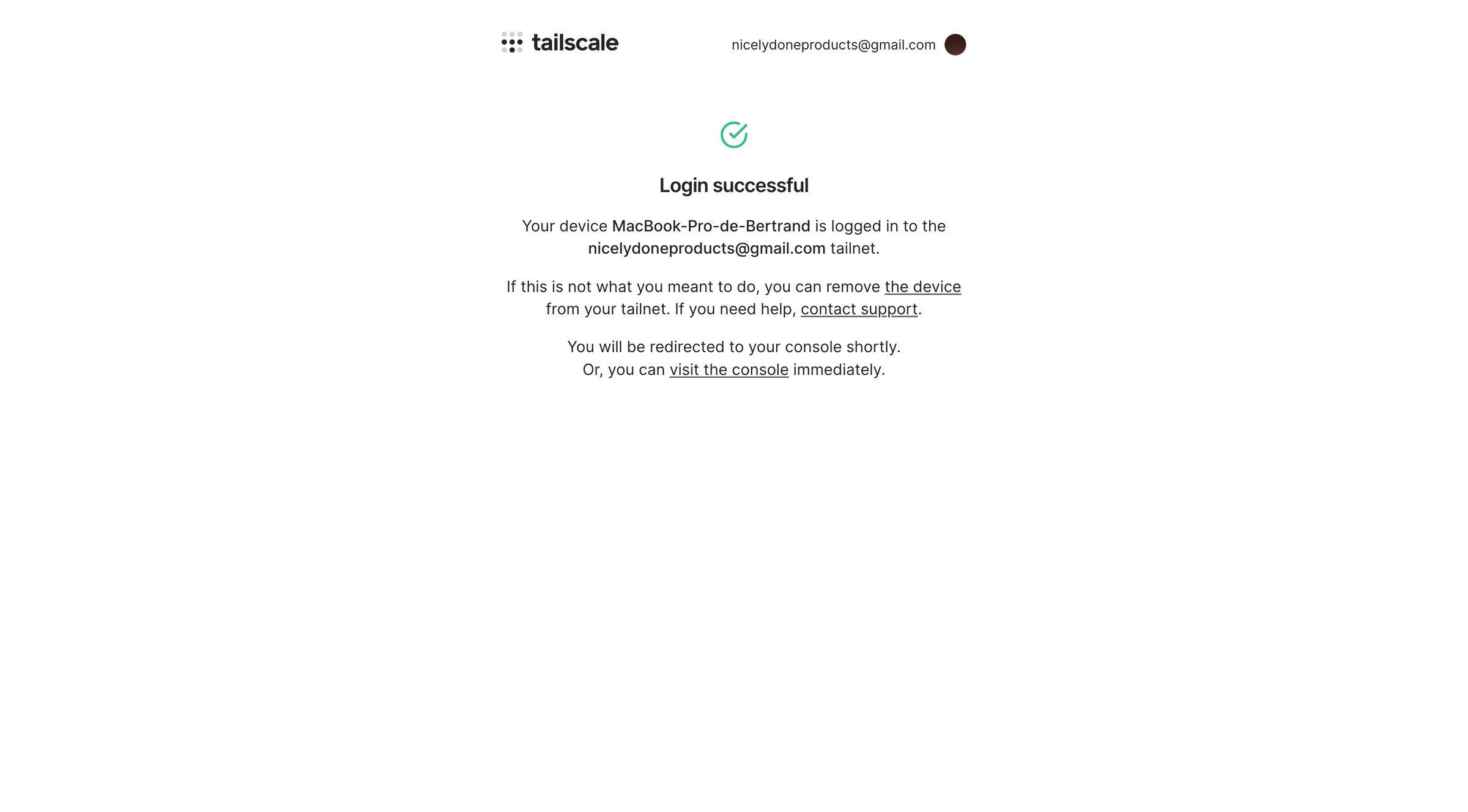 Tailscale screen