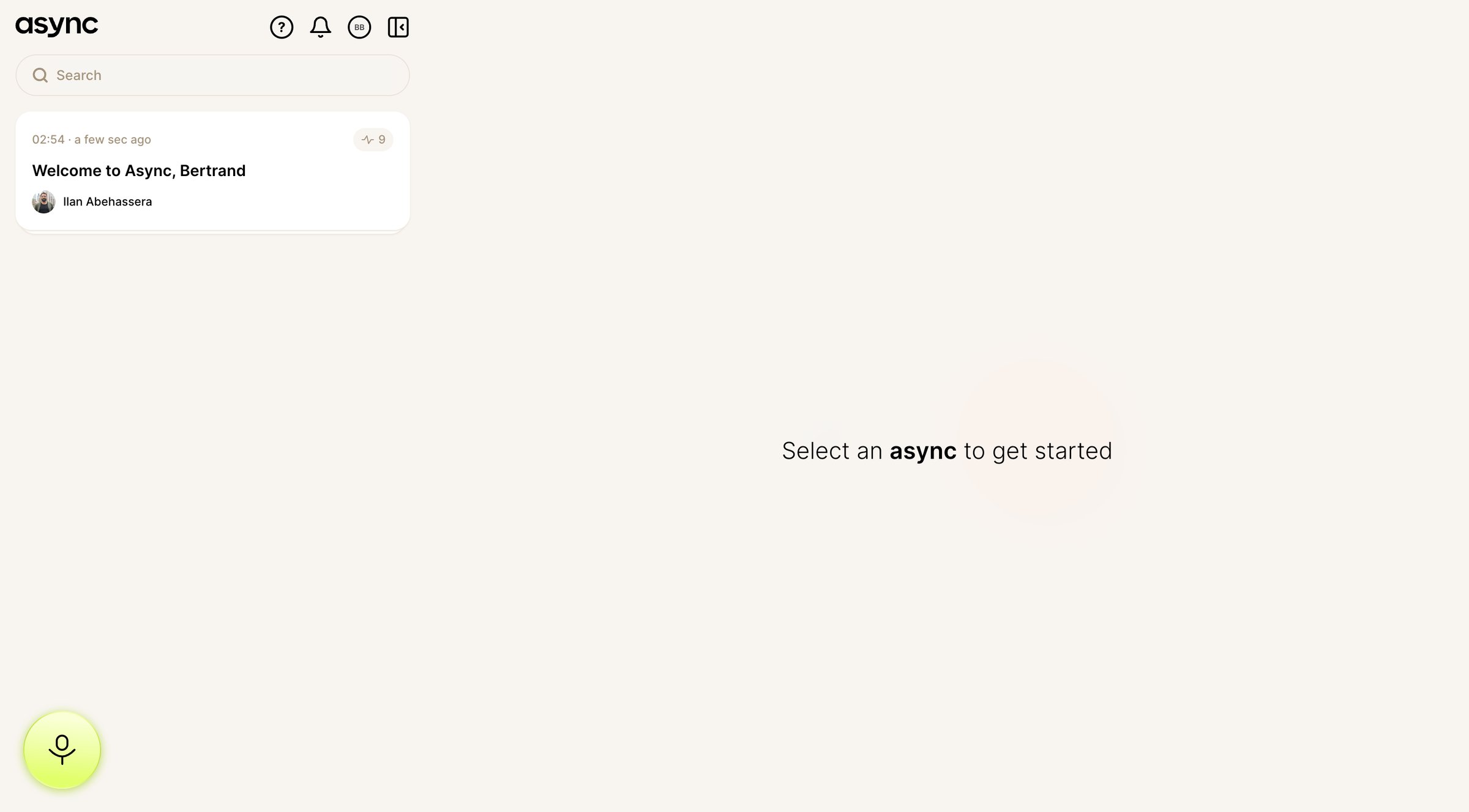 Async - Async | Get started screen