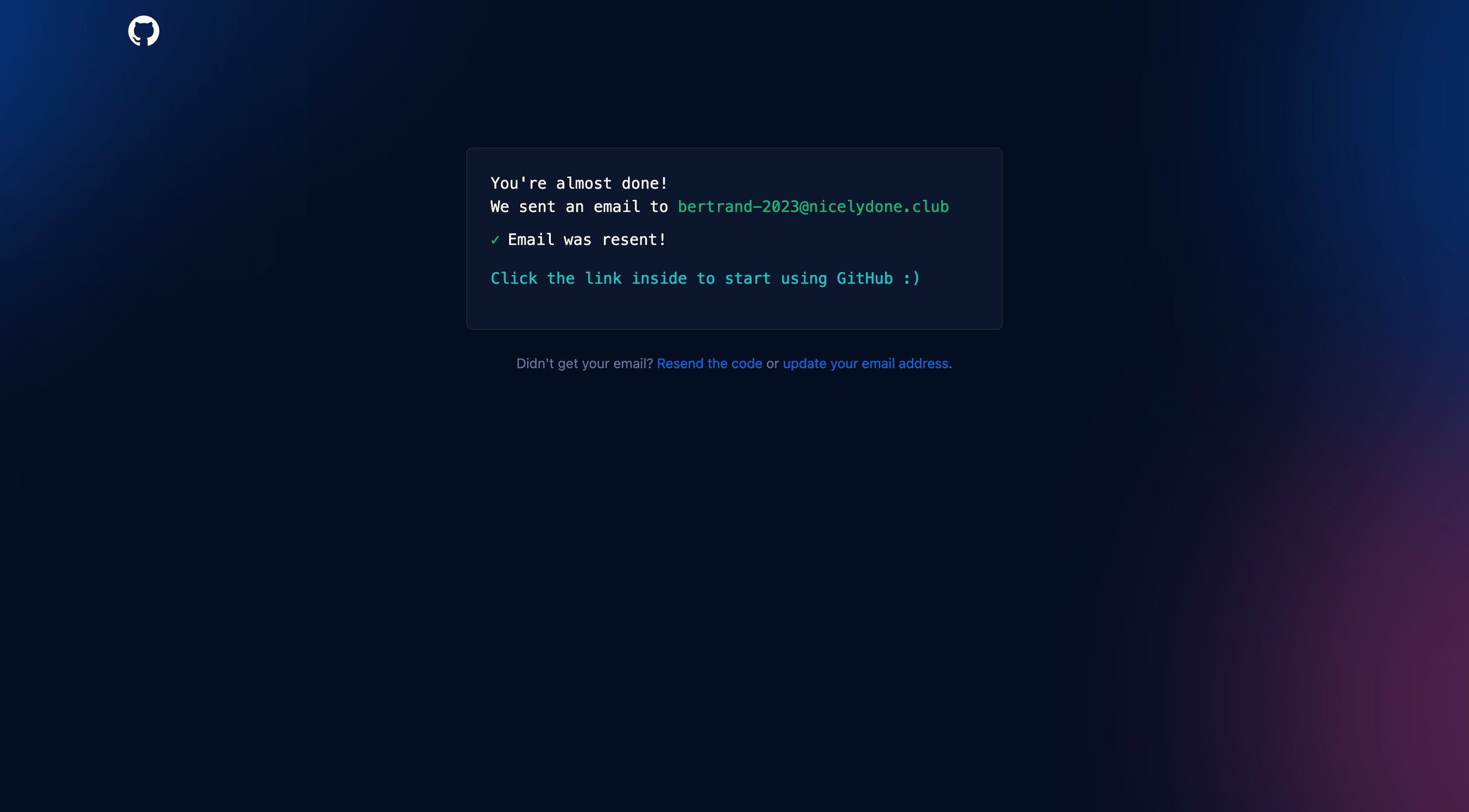 Please verify your email address from Github