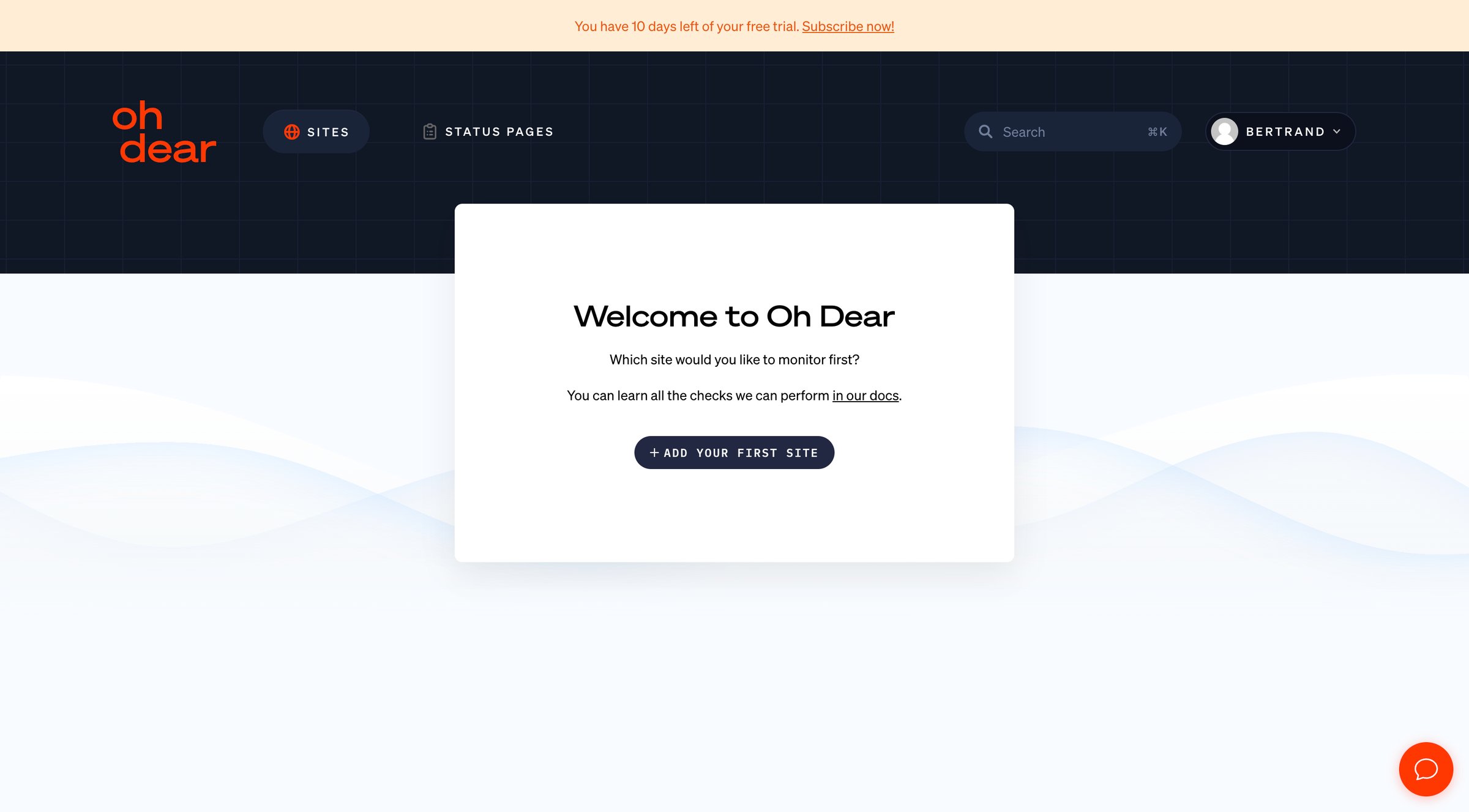 Oh Dear - Sites - Oh Dear screen