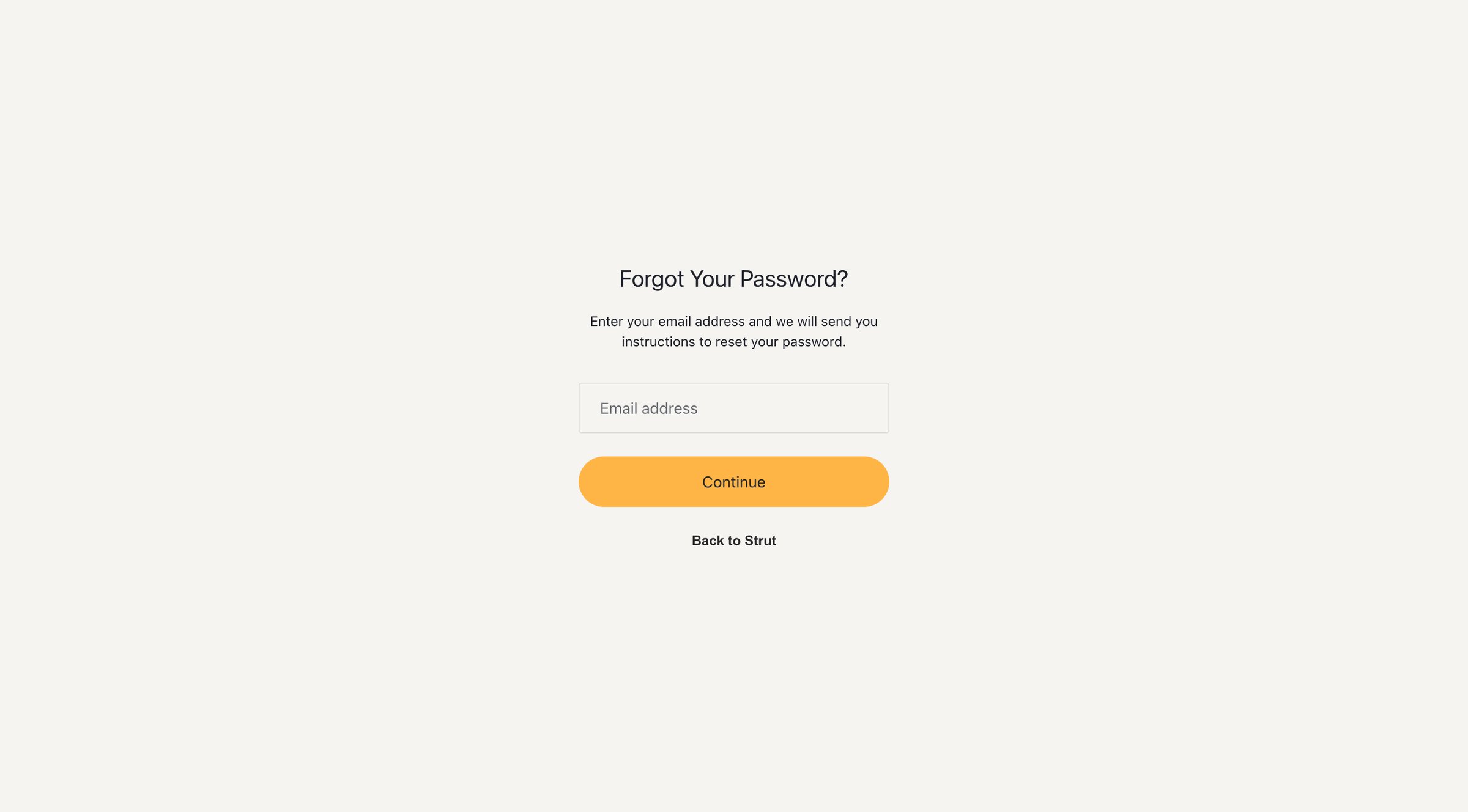 Strut - Reset your password | Strut screen