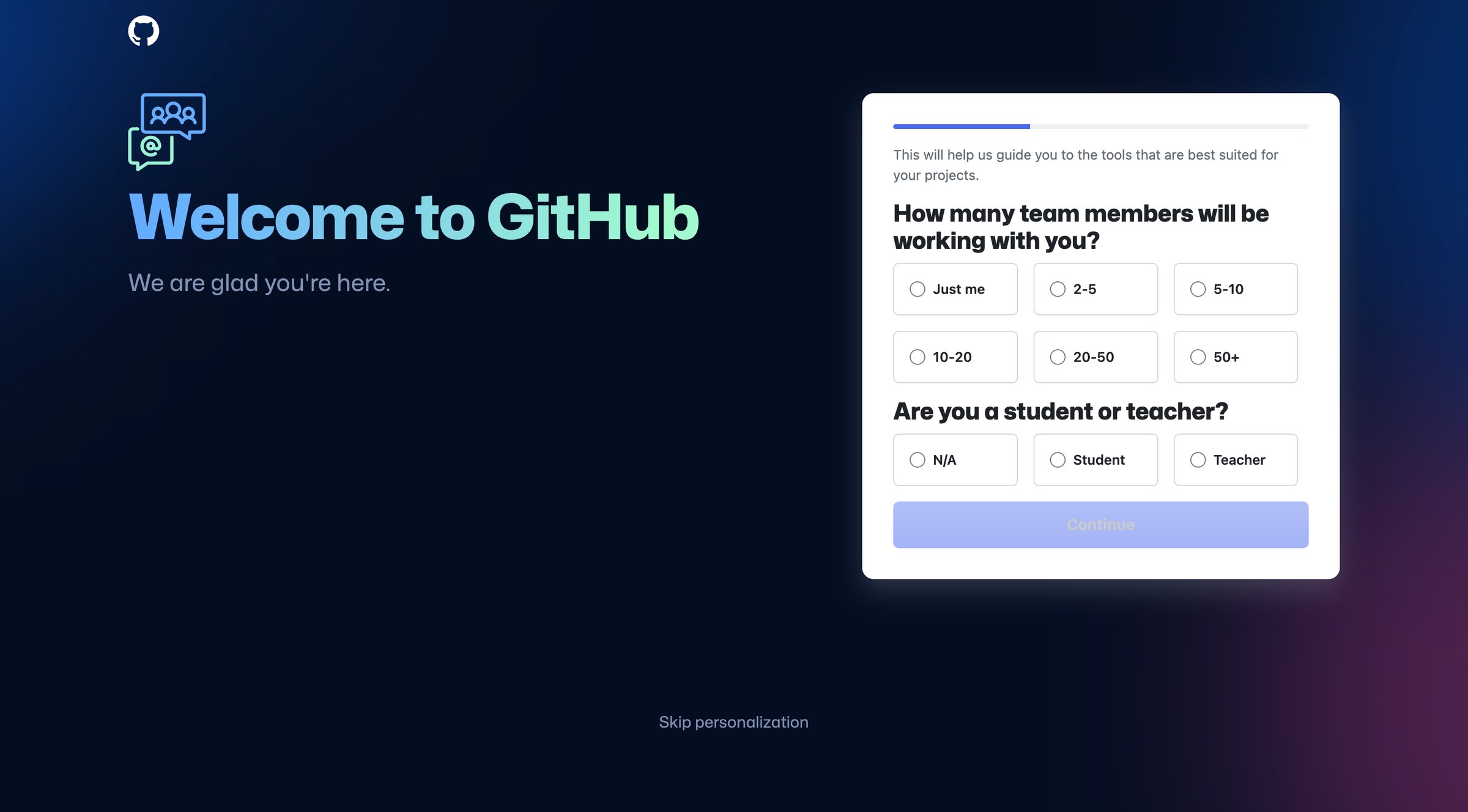 How many team members will be working with you from Github