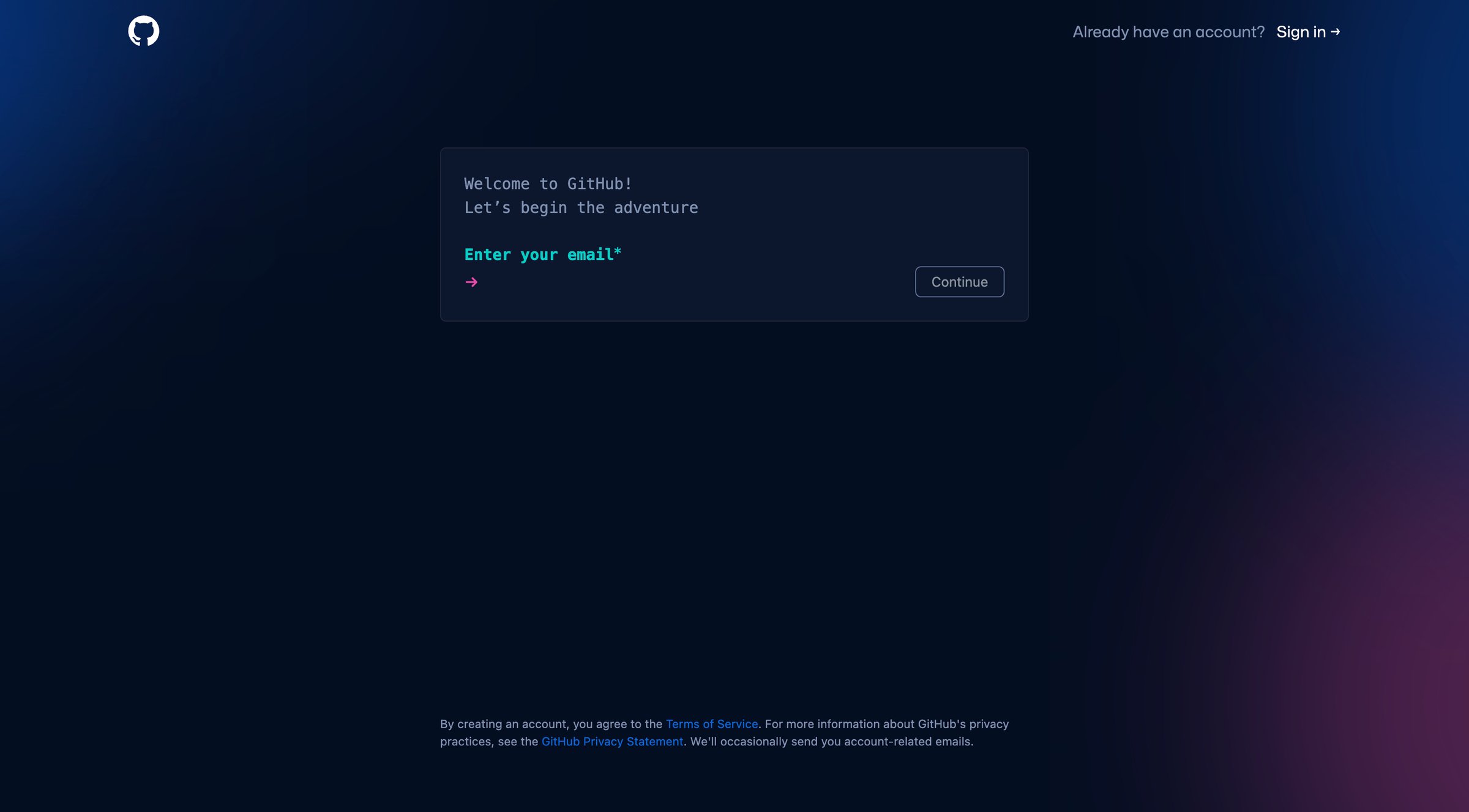 Github - Join GitHub · GitHub screen