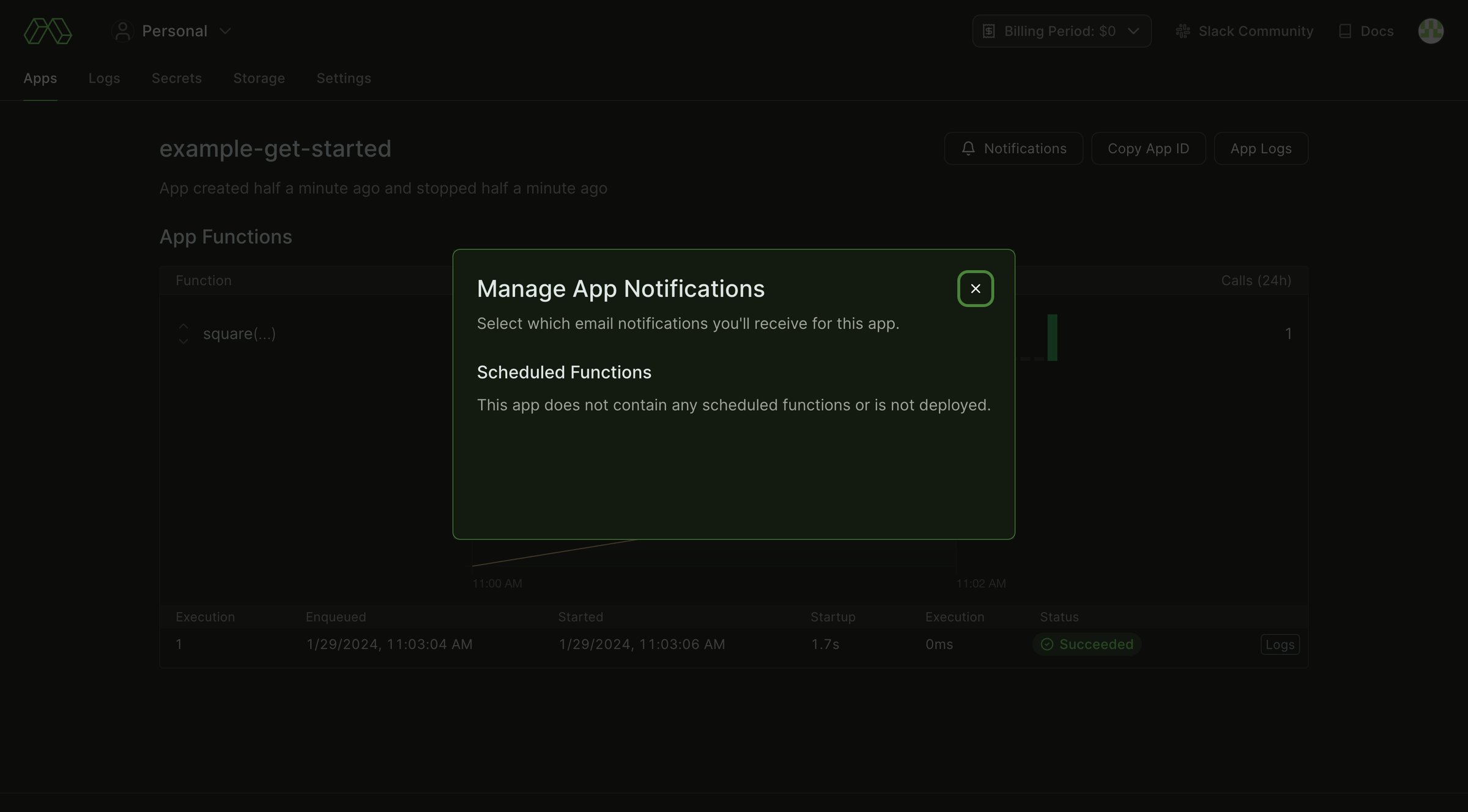 Modal screen