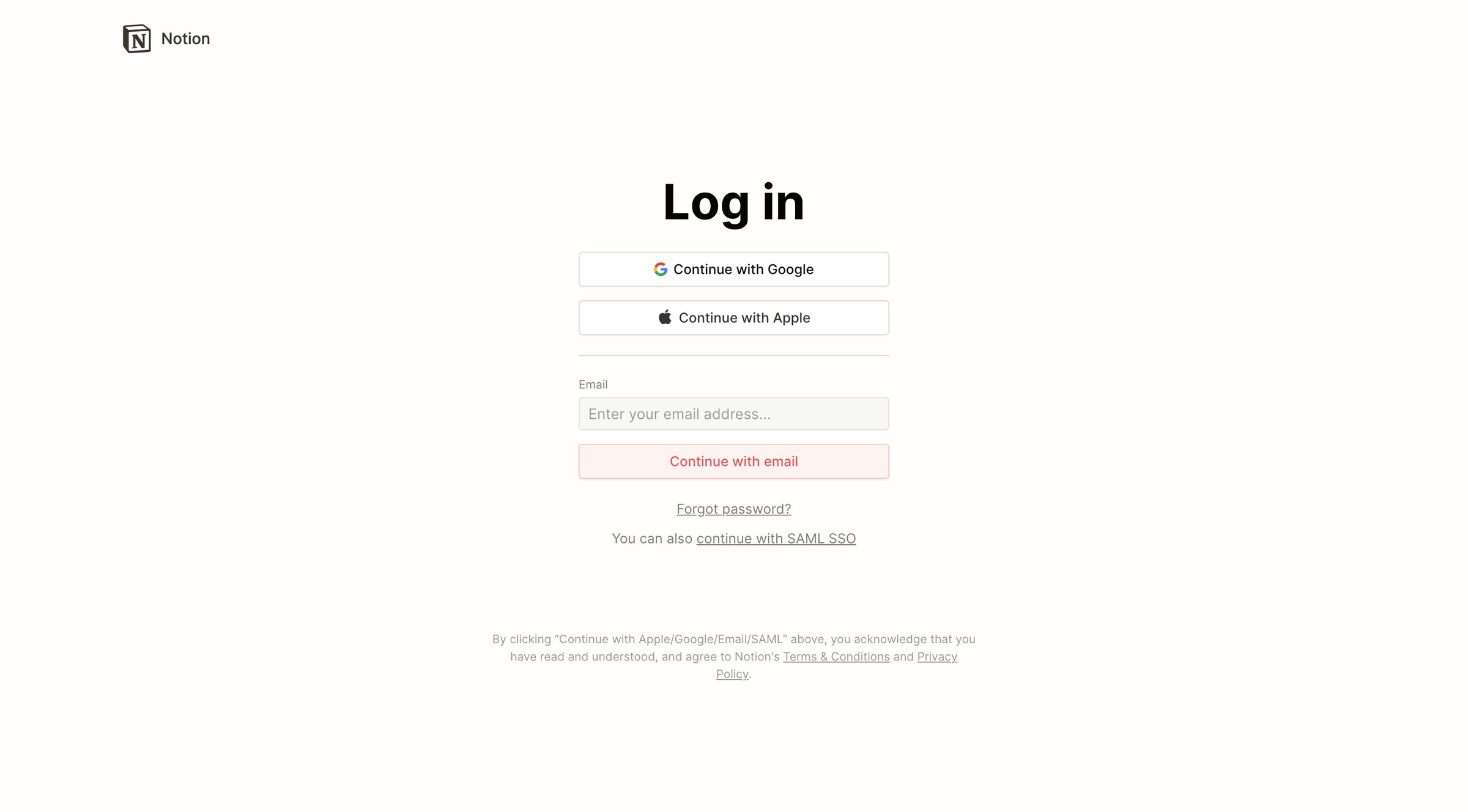 Notion - Notion - Log in screen