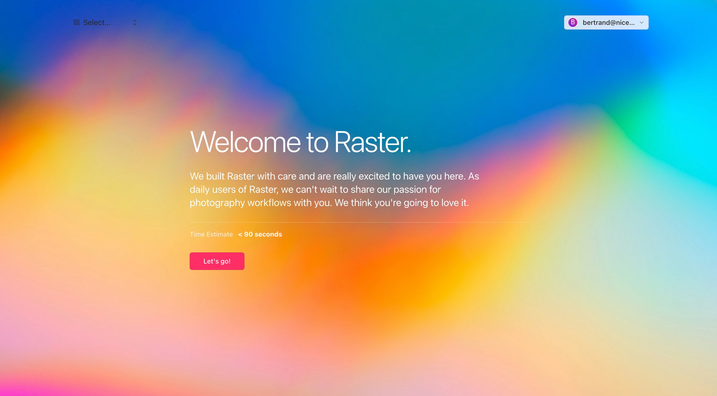 Raster - Choose your theme screen