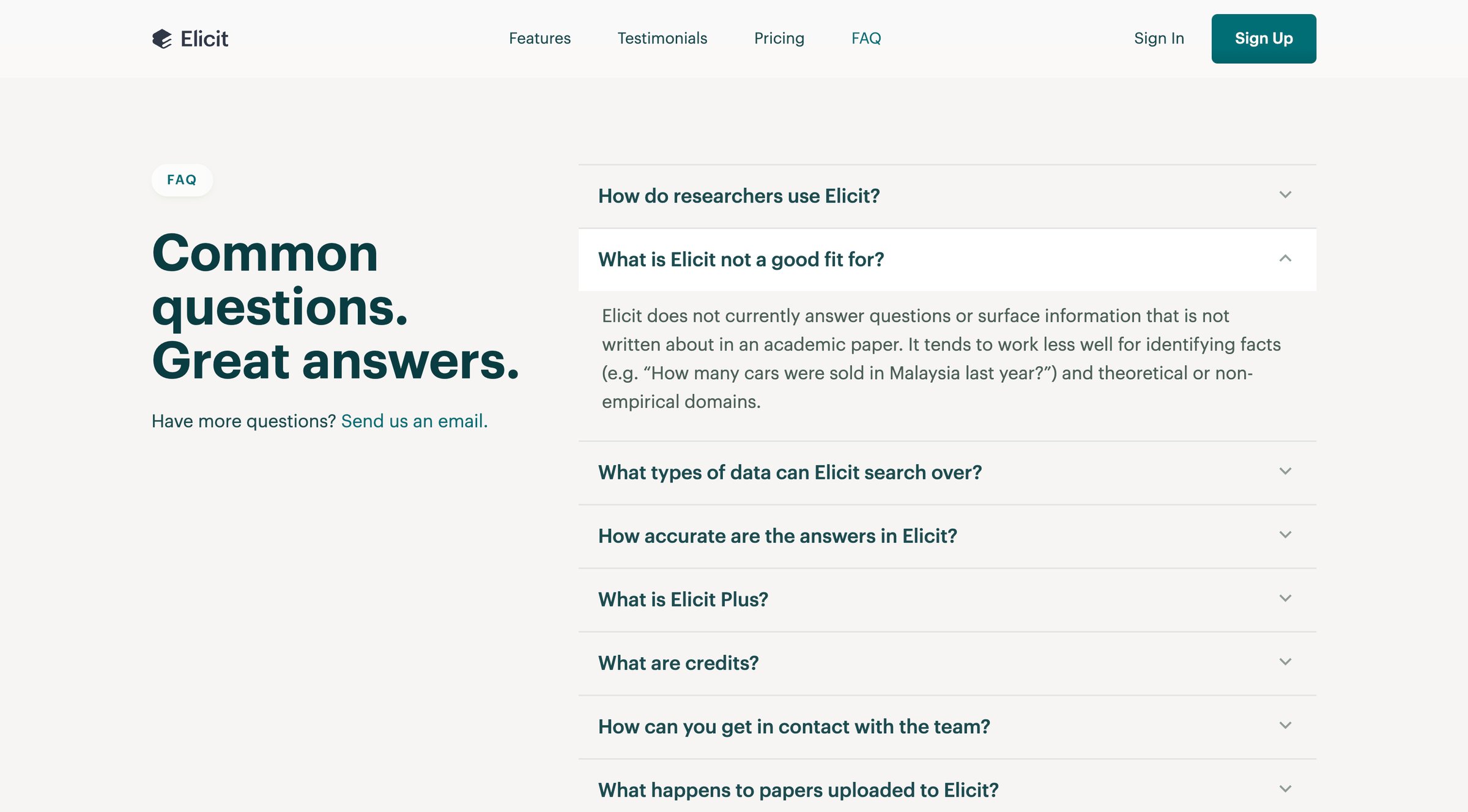 Elicit - Elicit - Analyze research papers at superhuman speed screen