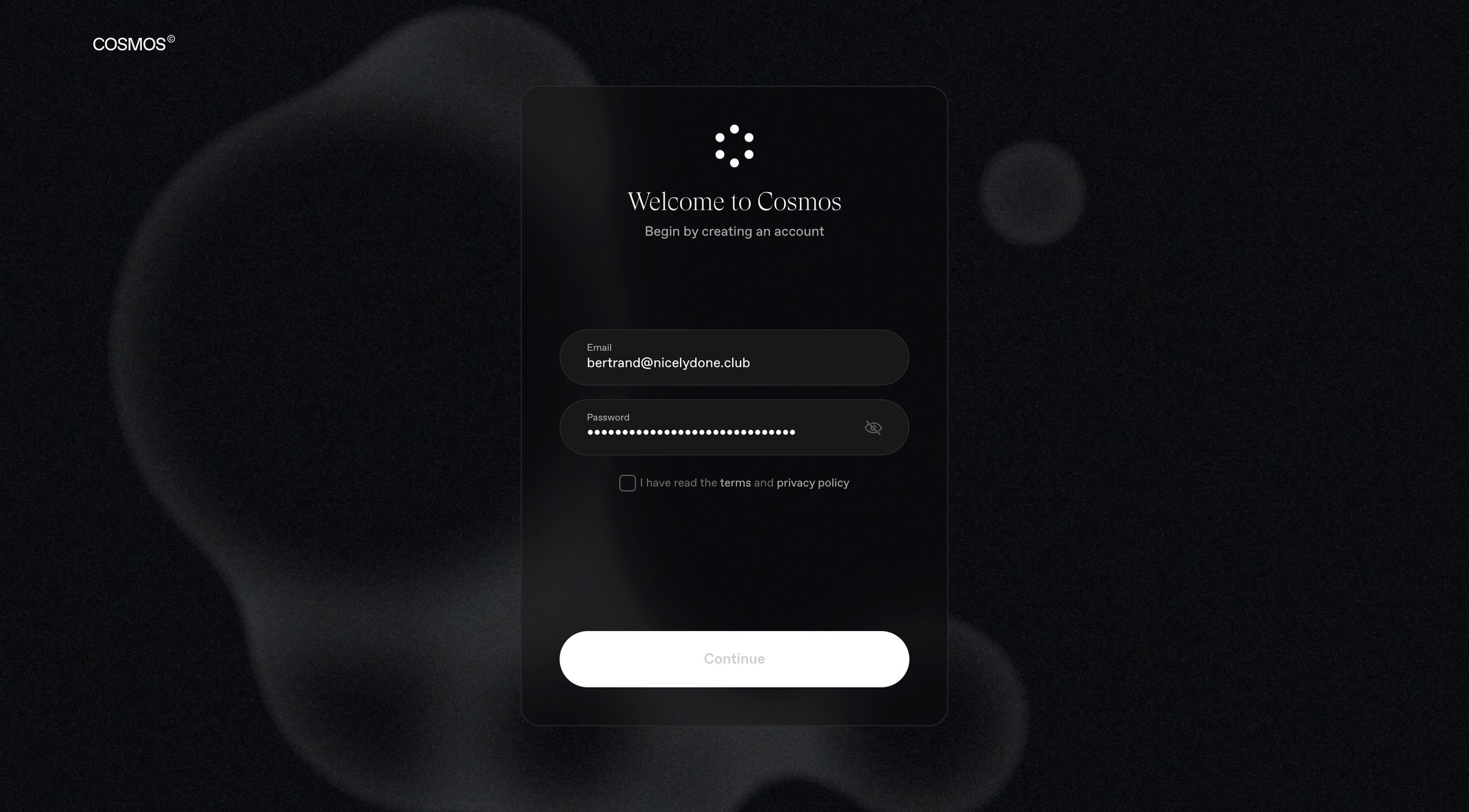 Cosmos - Cosmos - Onboarding screen