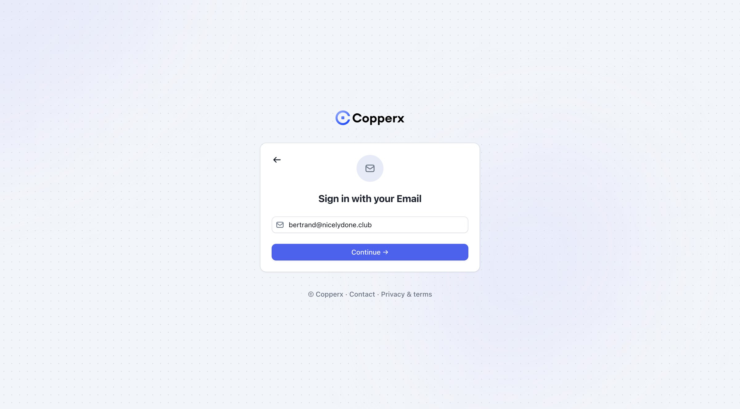 Copperx screen