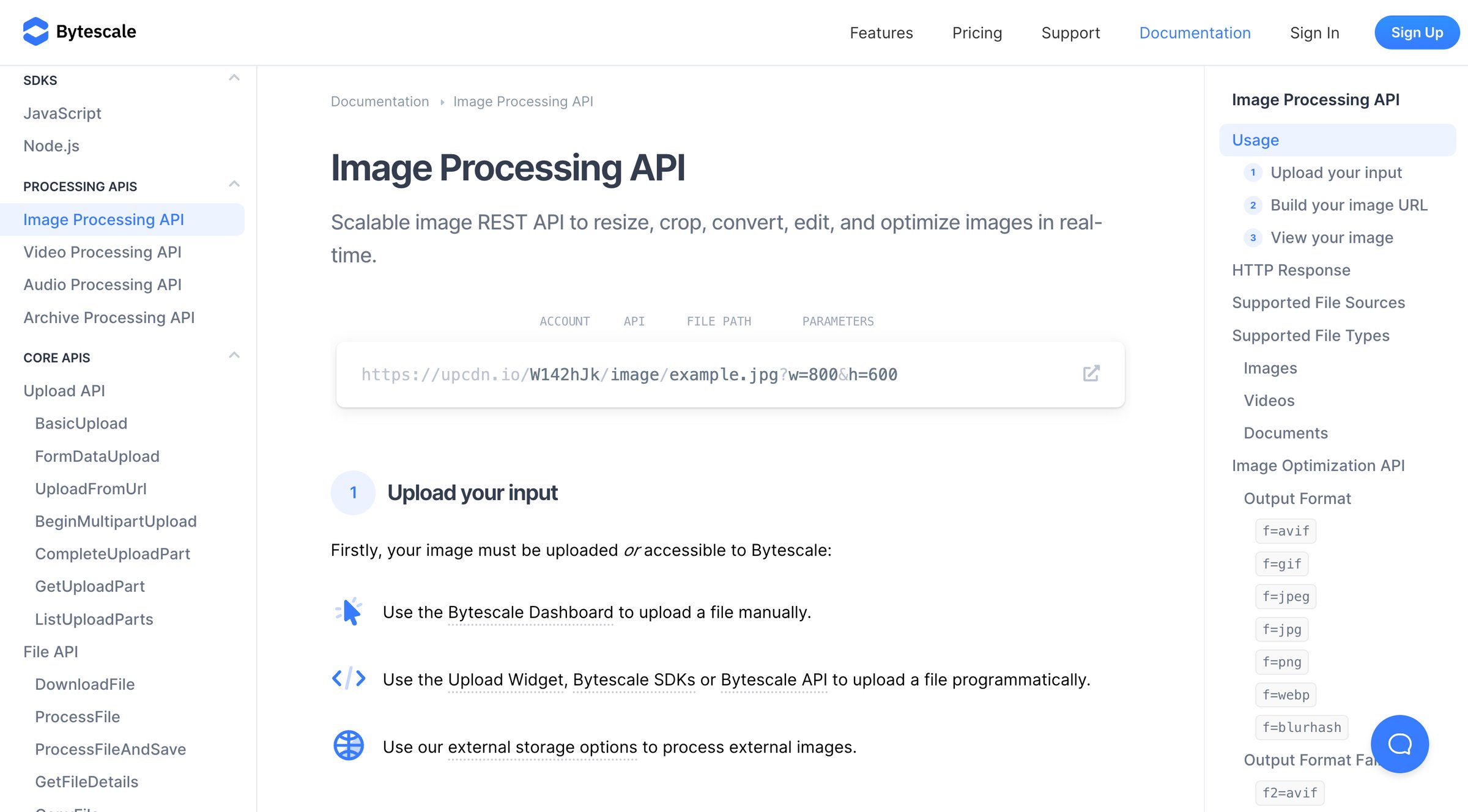 Bytescale - Image Processing API Optimize, Compress, Resize, and more screen