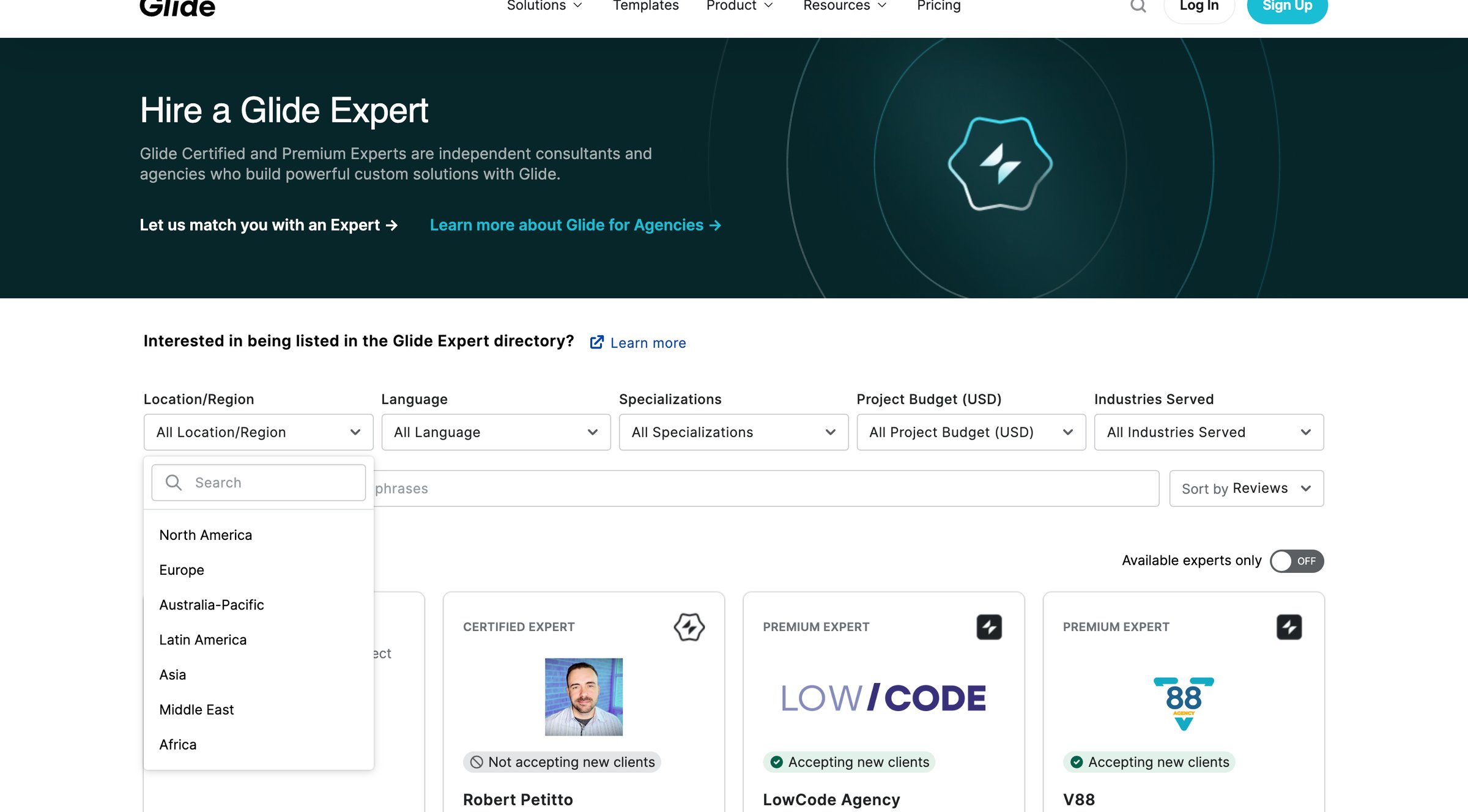 Glide - Hire Glide Experts | Certified No Code App Developers screen