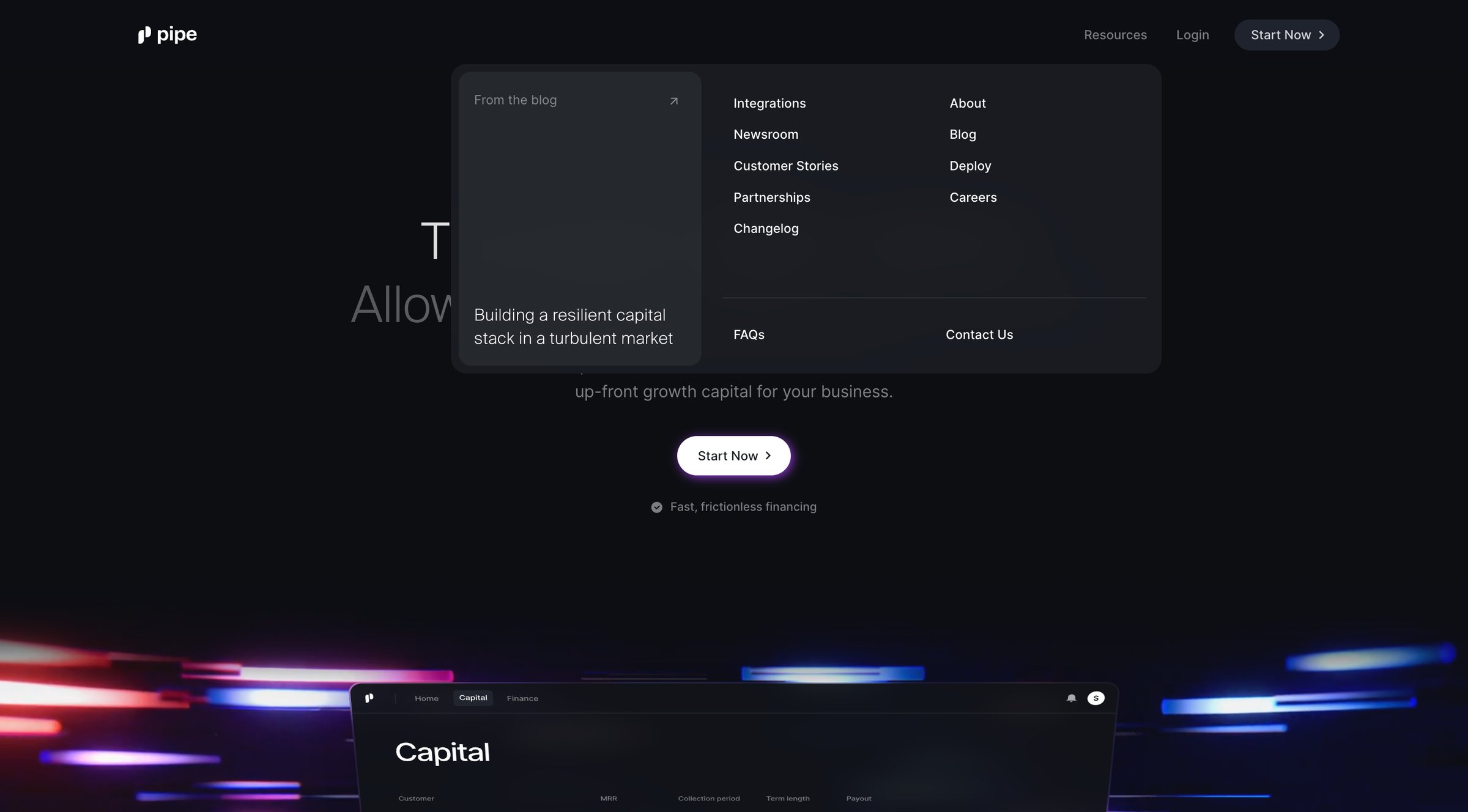 Pipe - Get dilution-free capital with your revenue screen