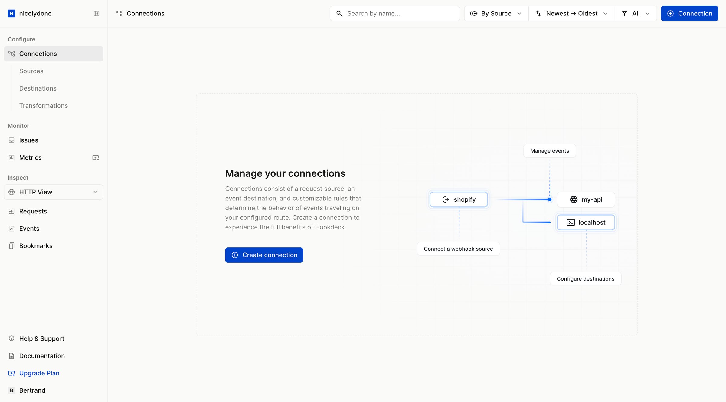 Hookdeck - Connections - Hookdeck screen