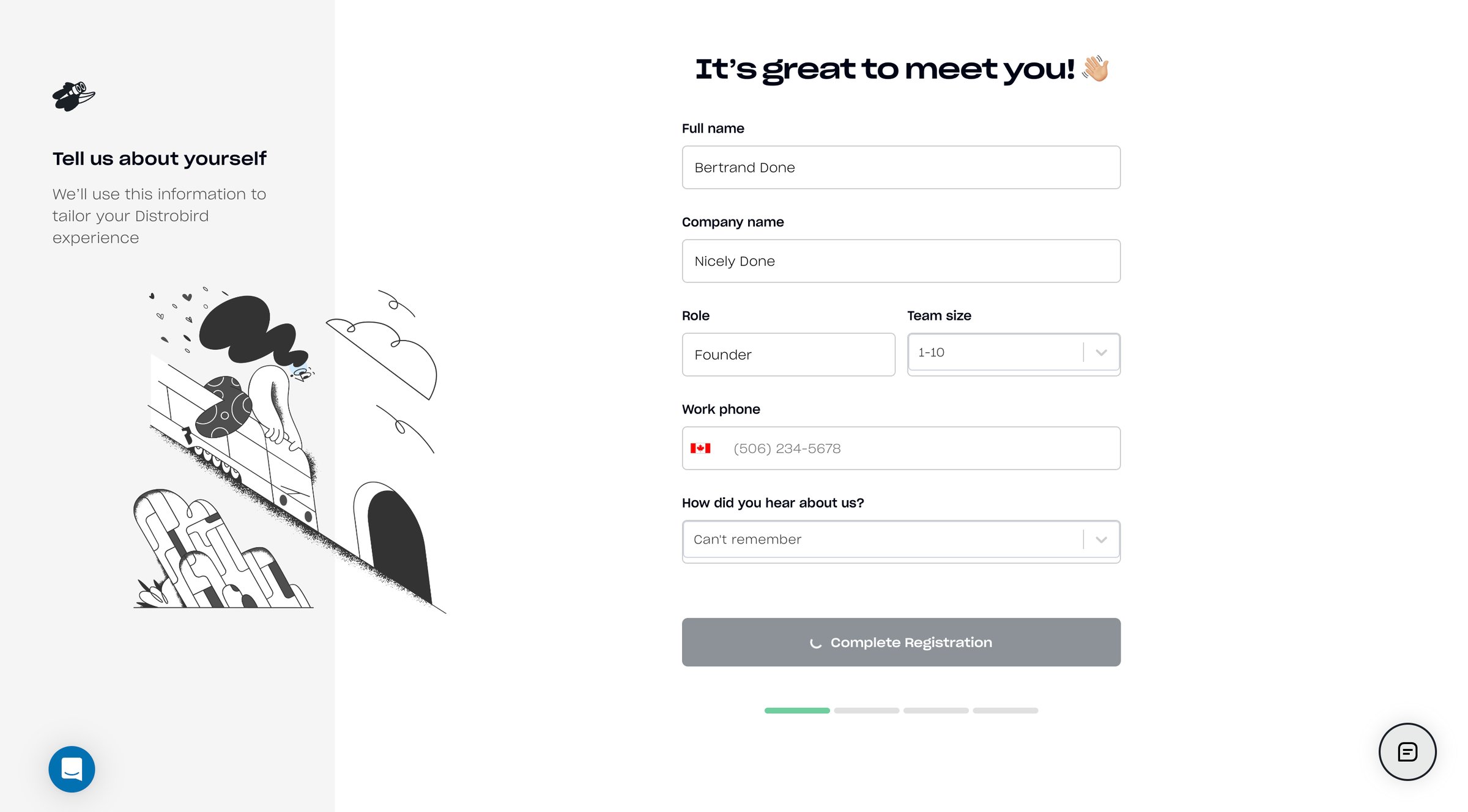 Distrobird - New Workspace screen