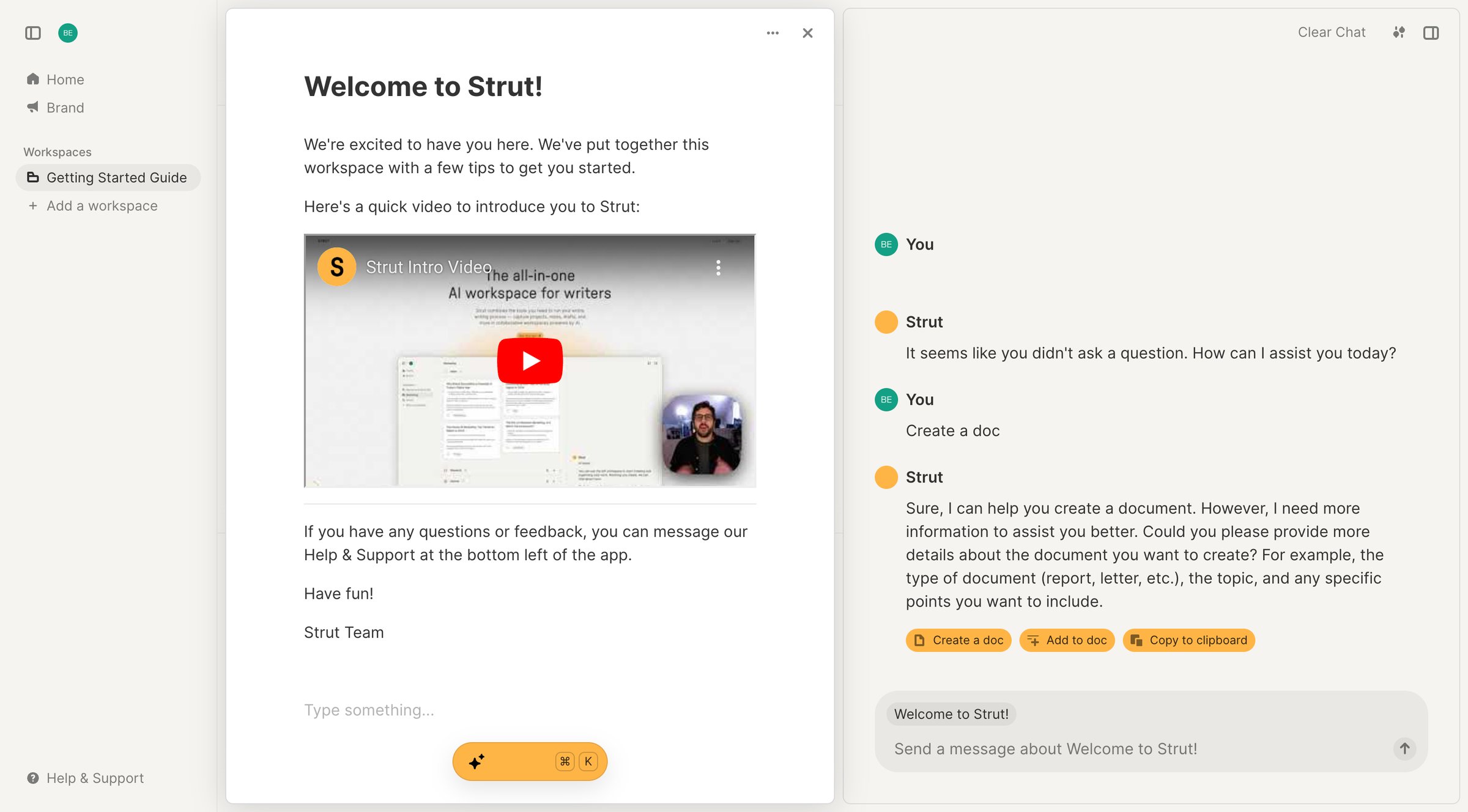 Strut - Strut - Getting Started Guide screen