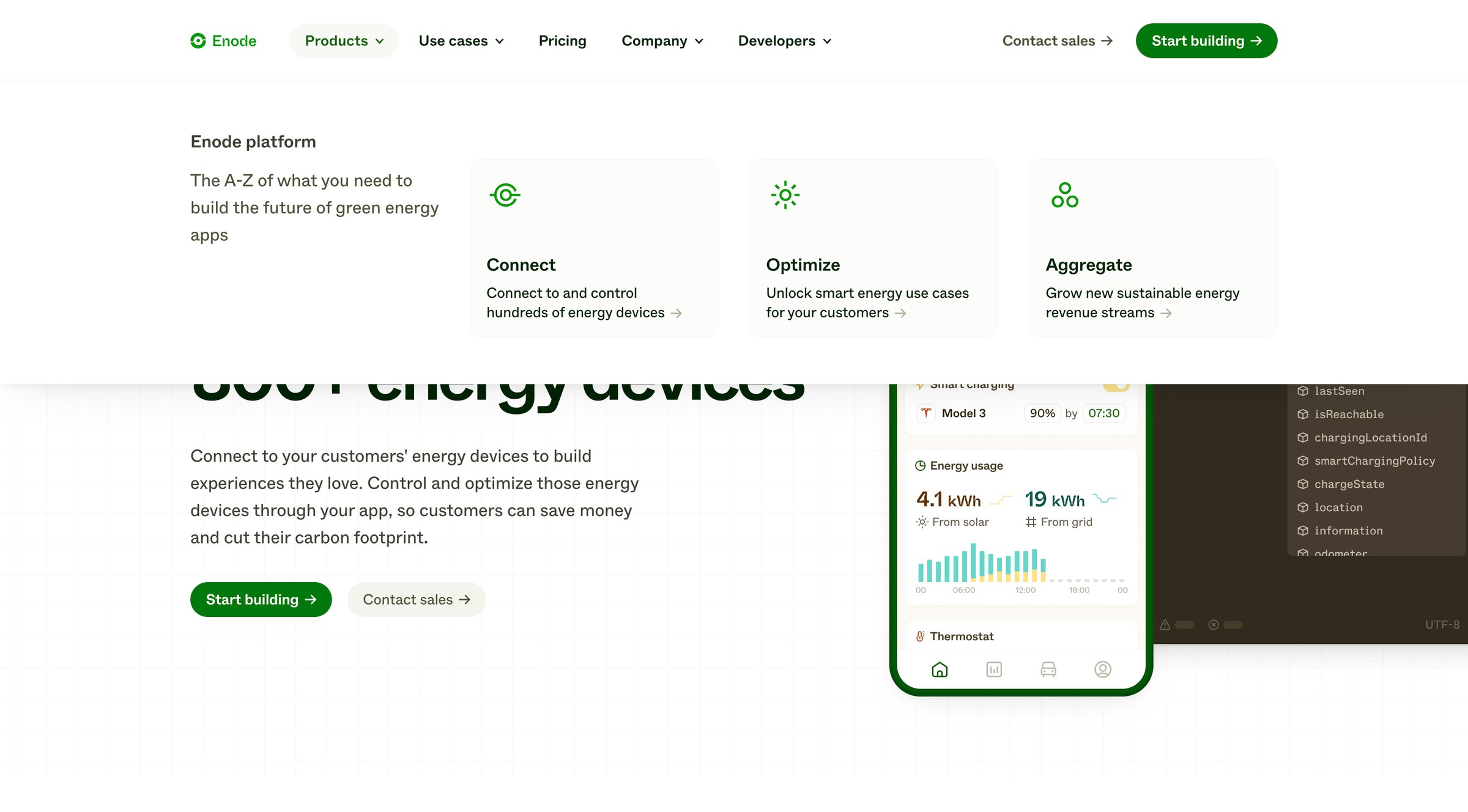 Enode - Enode One integration, connect to 800+ energy devices screen