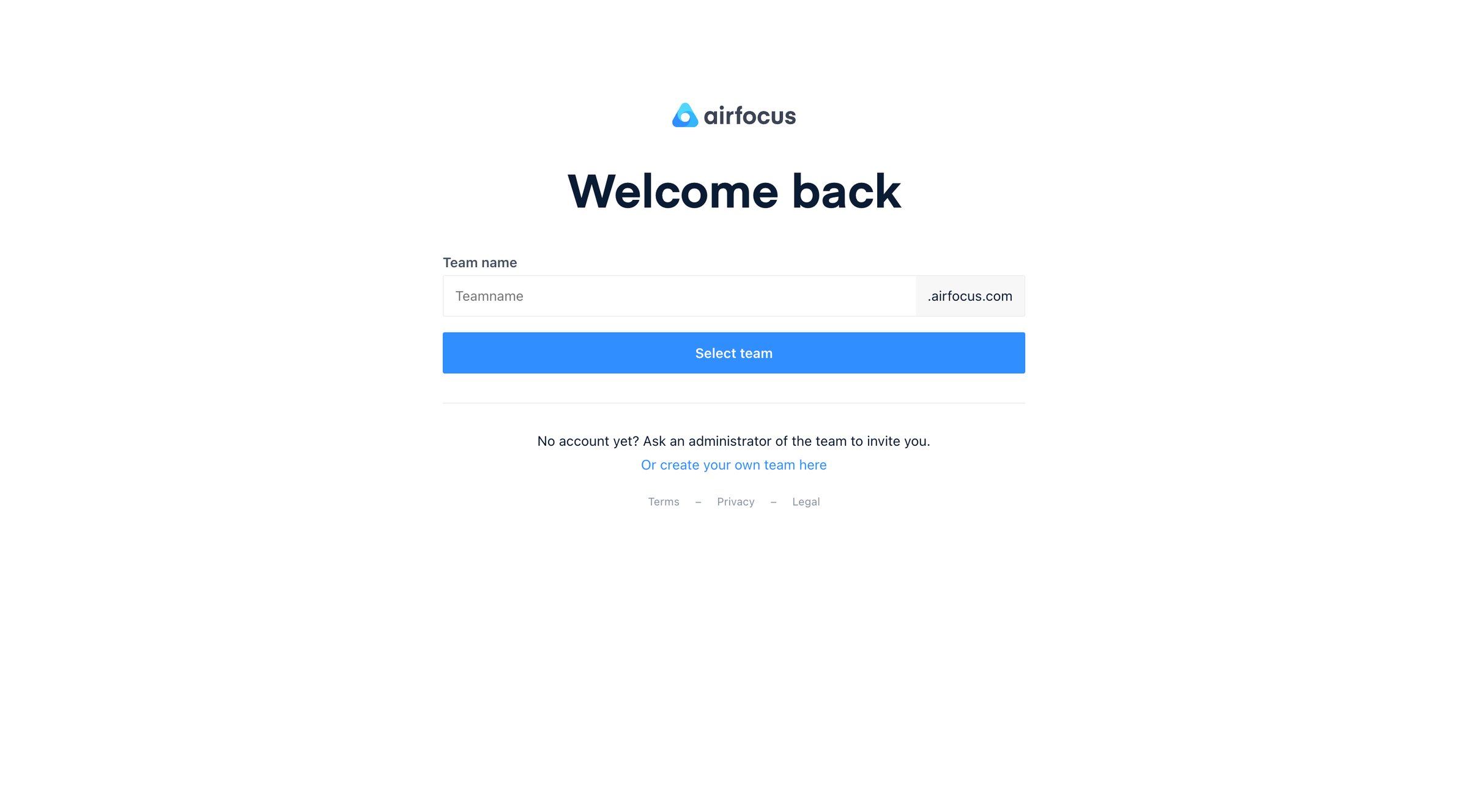 Airfocus - Welcome to airfocus screen