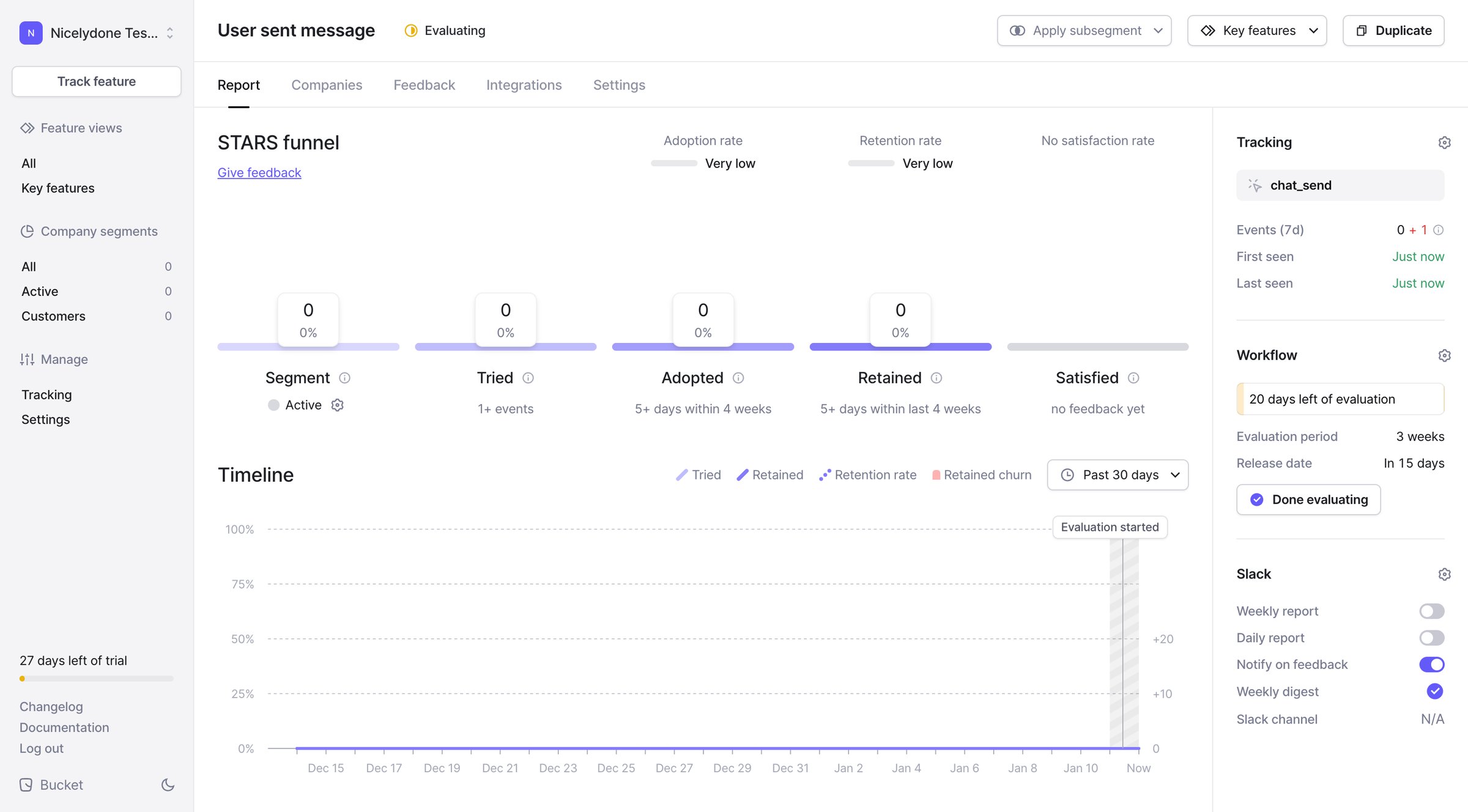 Bucket - Feature › User sent message › Report screen
