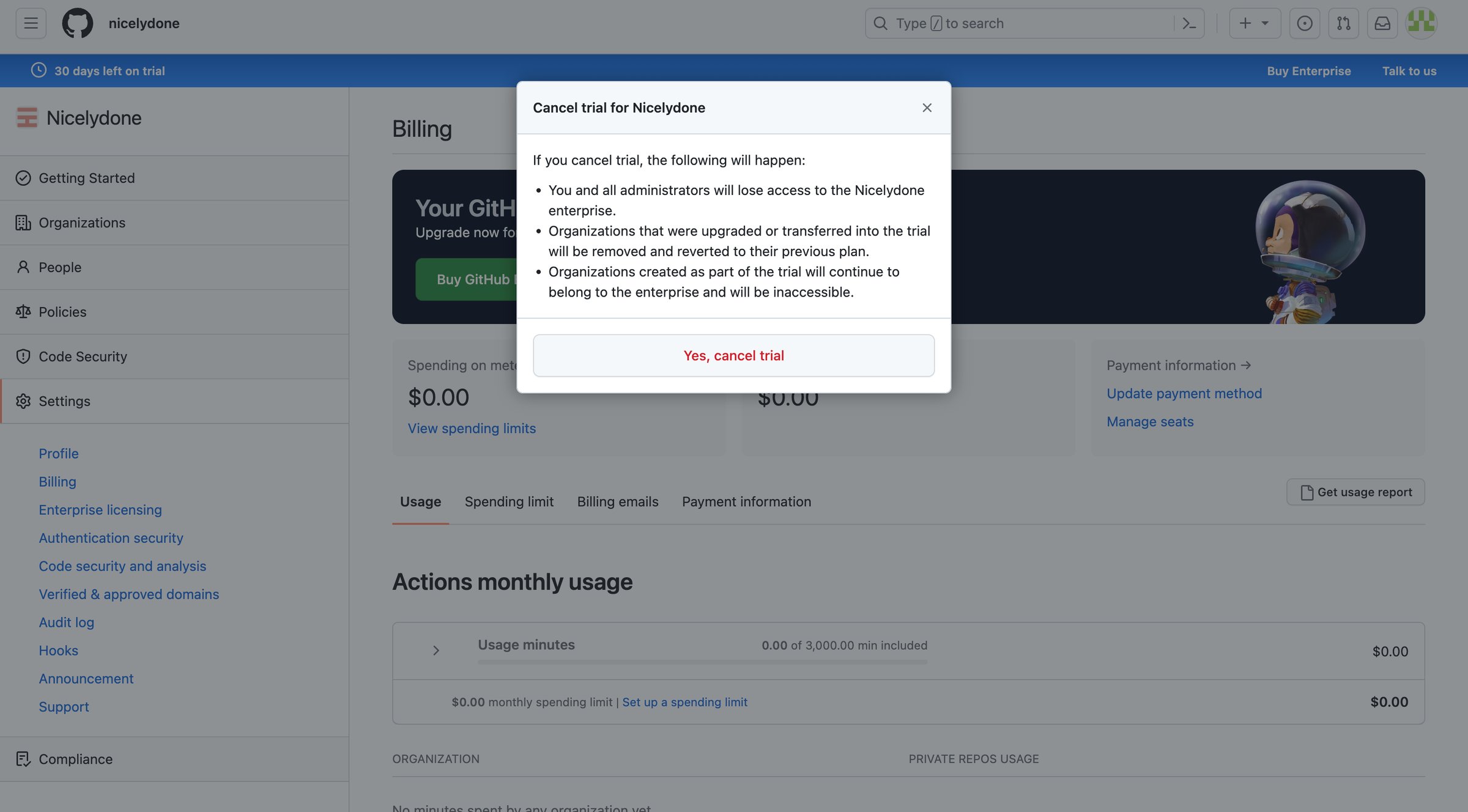 Billing from Github